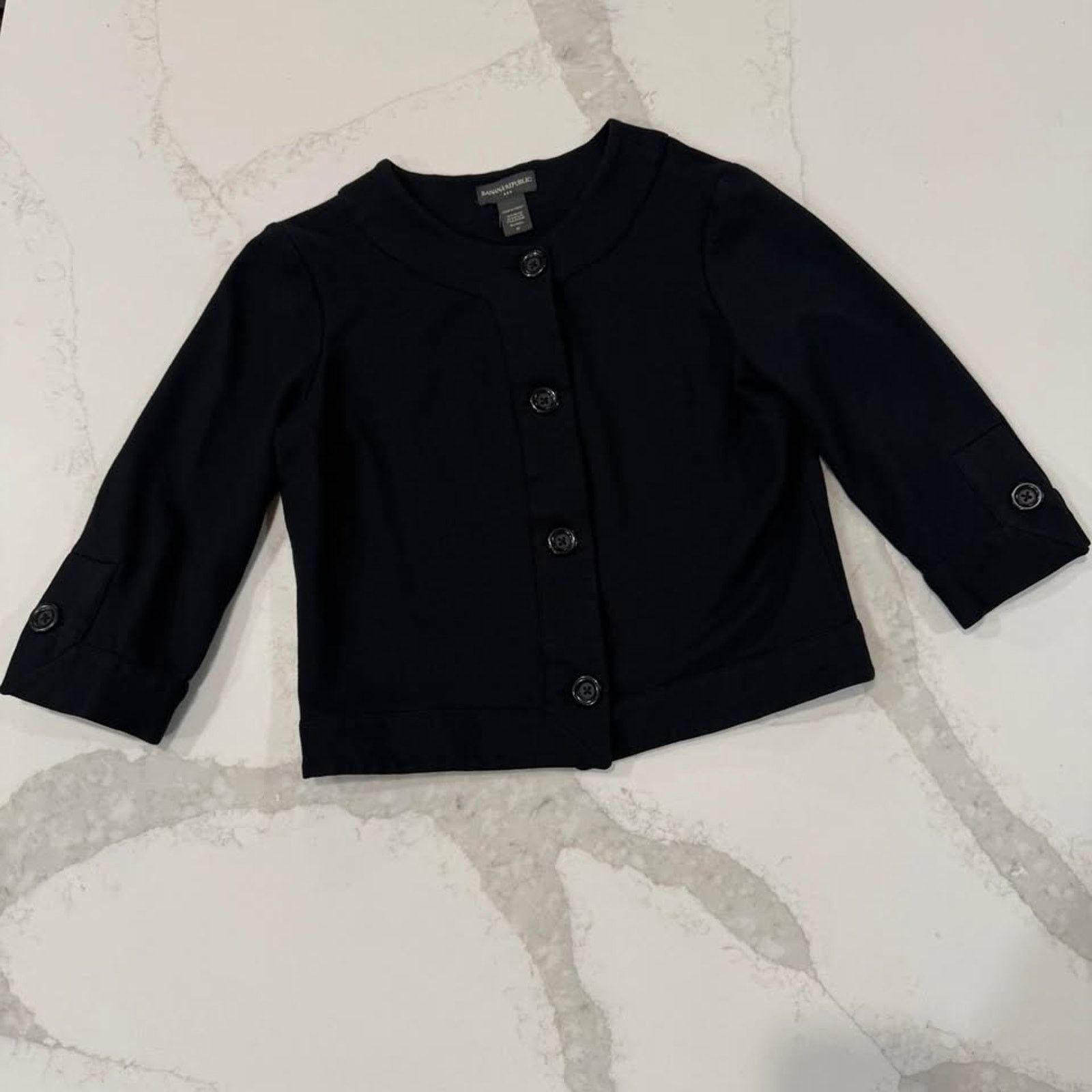 Banana Republic Banana Republic Crop Button Front Black Sweater Women Medium Size M / US 6-8 / IT 42-44 - 3 Thumbnail