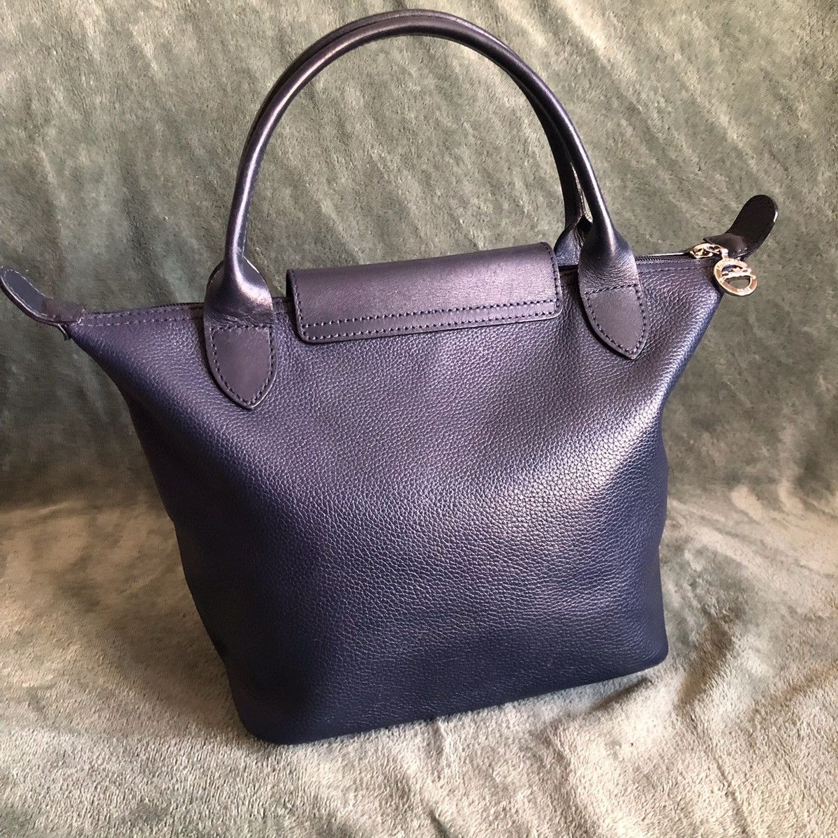 Longchamp LONGCHAMP Paris Le Pliage Navy Blue Leather Shoulder Bag Size ONE SIZE - 2 Thumbnail