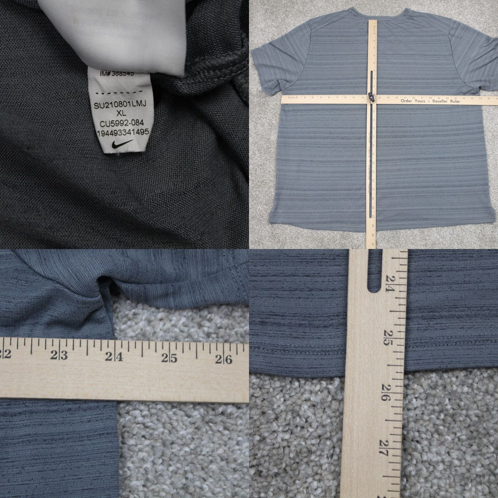 Nike Nike Dri-FIT Running Shirt Mens XL Gray Polyester S/S Pullover Athletic Breathable Lightweight Logo Size US XL / EU 56 / 4 - 8 Thumbnail