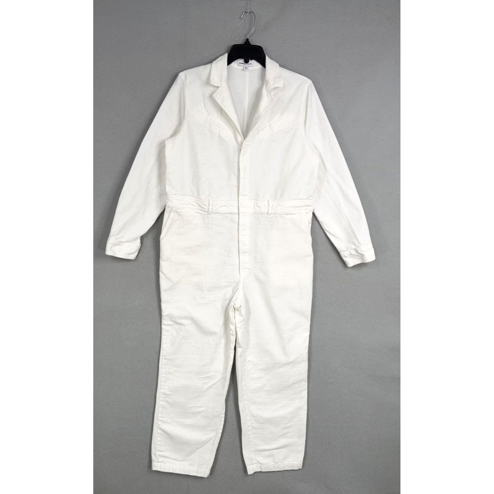 Express Express X Karla Jumpsuit Womens Medium White Utility Coveralls Button Shirt? Size 32" / US 10 / IT 46 - 2 Thumbnail