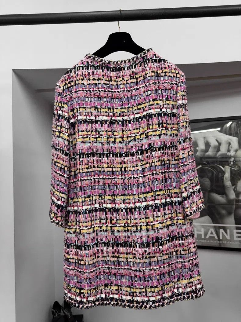 Chanel Chanel Pink-purple woven tweed coat Size XS / US 0-2 / IT 36-38 - 3 Thumbnail