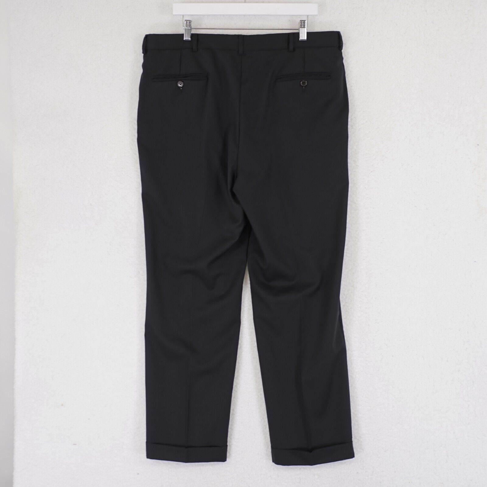 Nautica Nautica Wool Pleated Cuffed Black High Rise 38/30 Dress Pant Size 38R - 4 Thumbnail