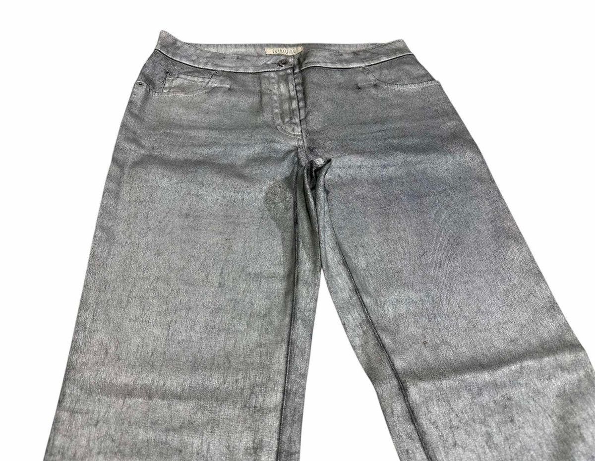 🔥Sick Y2K Swinswing Metallic Silver Coated Pants Flared