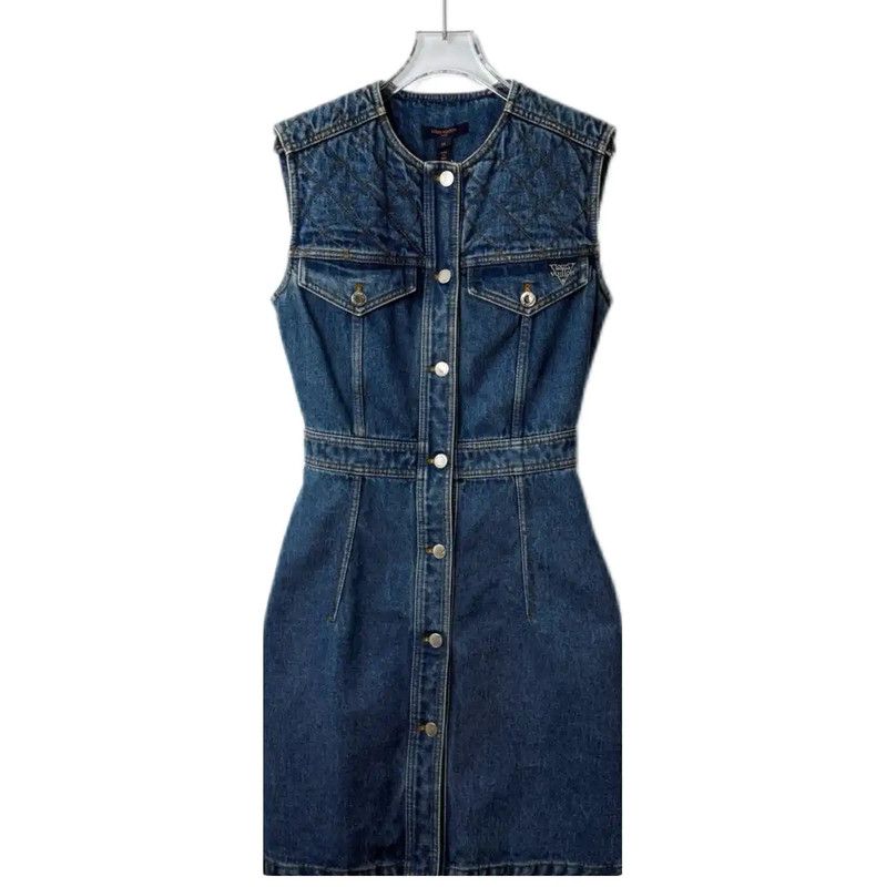 Louis Vuitton Blue Cotton Blend Women's Dress 0089