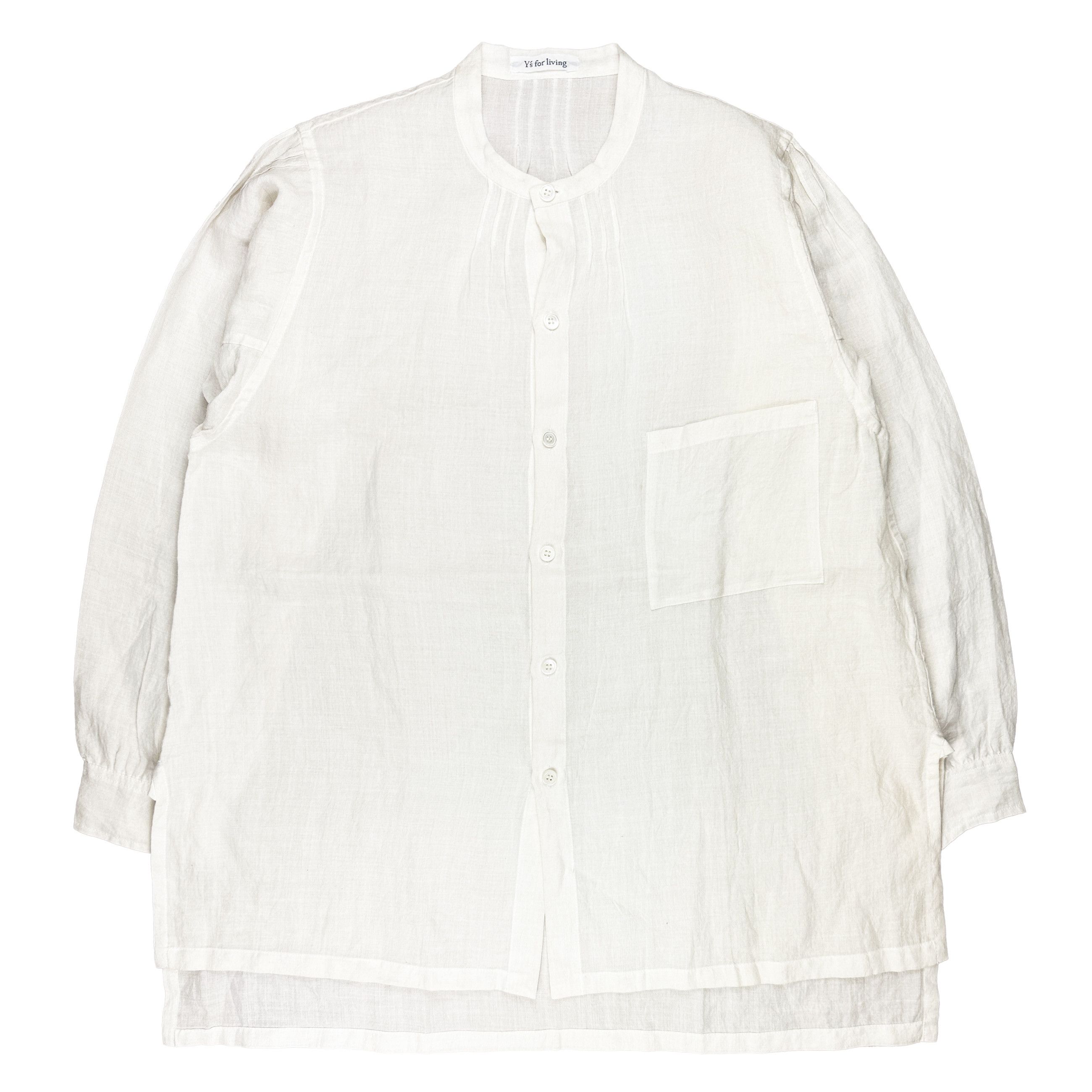 image of Yohji Yamamoto 80's Y's For Living Mandarin Collar Linen Button Up in Cream, Men's (Size Small)
