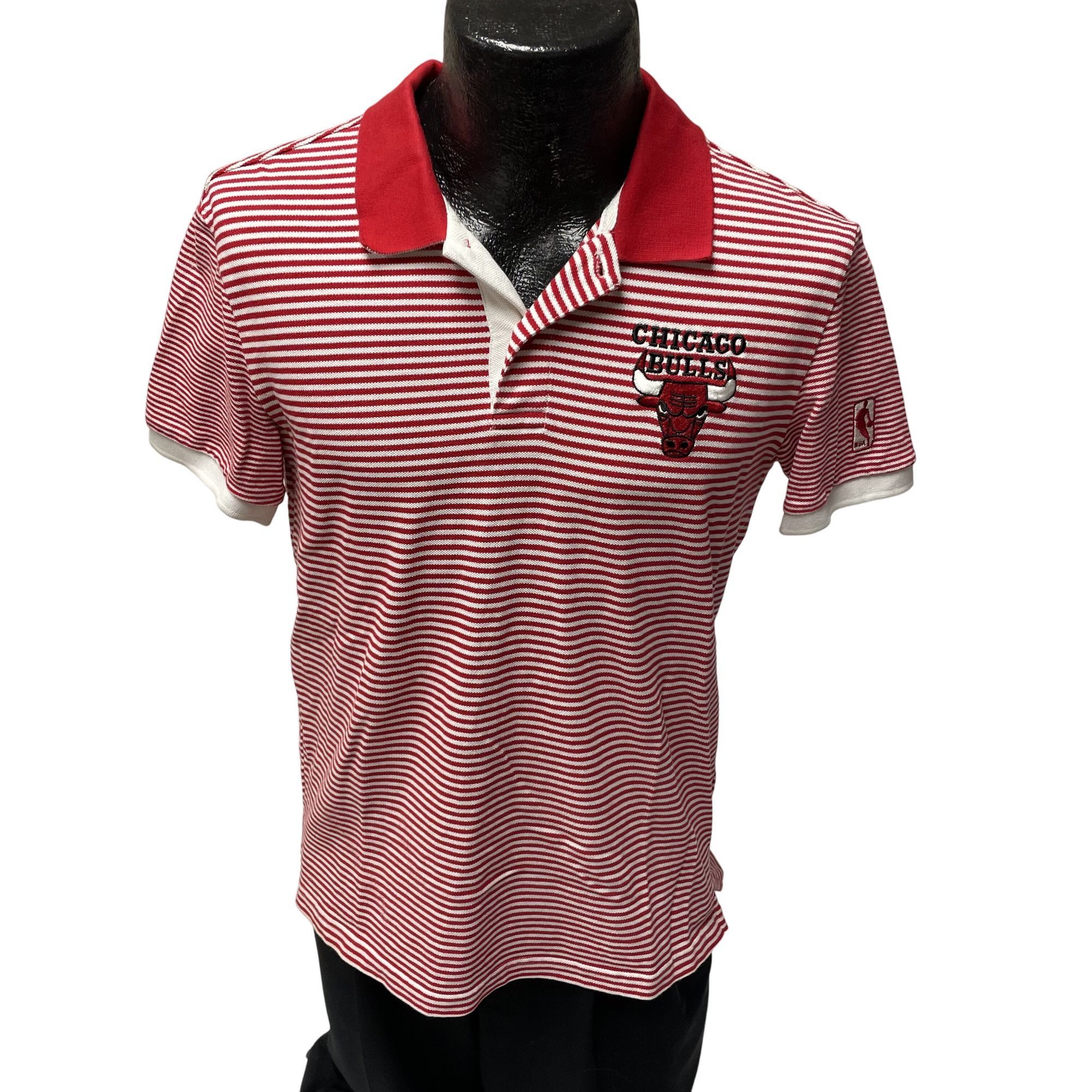 NBA Vtg NBA Stripe Polo CHICAGO BULLS Basketball LOGO Shirt Size US L / EU 52-54 / 3 - 3 Thumbnail