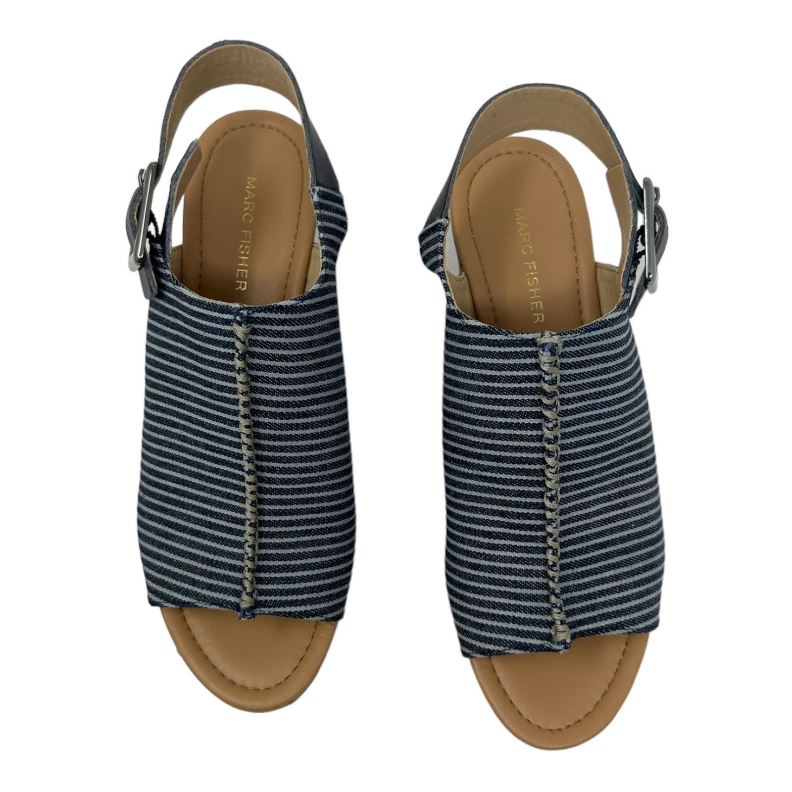 Marc Fisher Marc Fisher Sinthya Blue Denim Wedge Slingback Sandals 7.5 Size US 7.5 / IT 37.5 - 9 Thumbnail