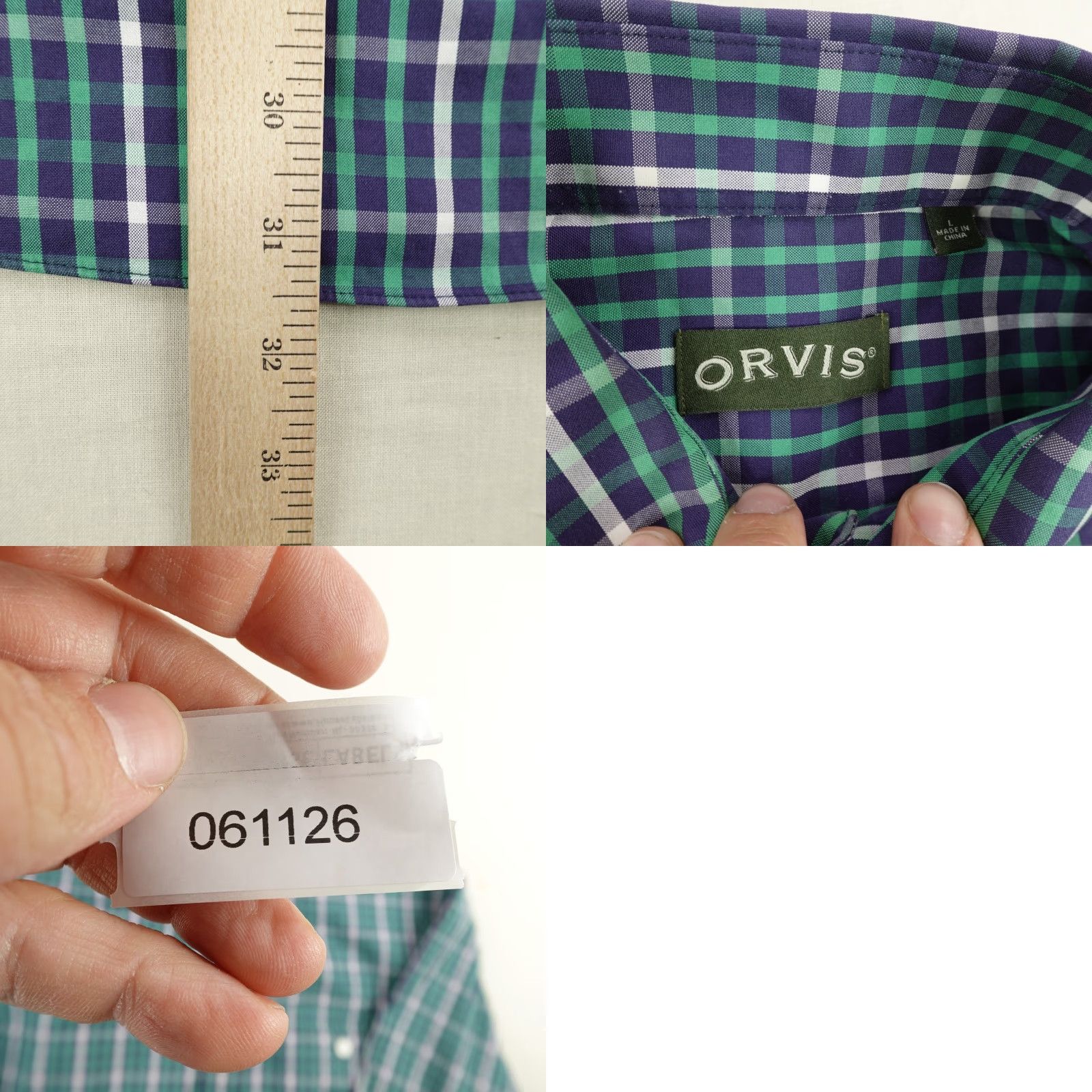Orvis Vintage Orvis Men's Long Sleeve Plaid Cotton Shirt Large Green Blue Casual Workwear Hiking Camping Size US L / EU 52-54 / 3 - 8 Thumbnail
