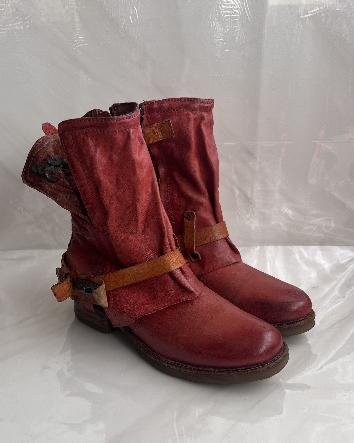 A.S.98 As 98 Airstep Zipper Boho Biker Red distressed boot Size US 8 / IT 38 - 1 Thumbnail