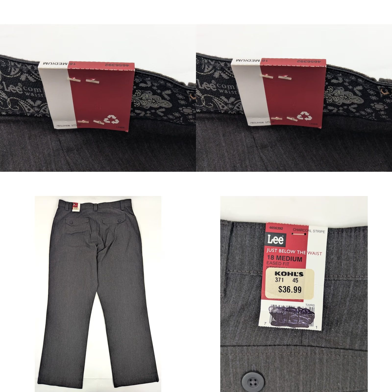 Lee Lee Gray Pinstripe Comfort Waist Bootcut Pants Women 18M (36x32) Cotton NWT Size 40" / US 18 - 8 Thumbnail