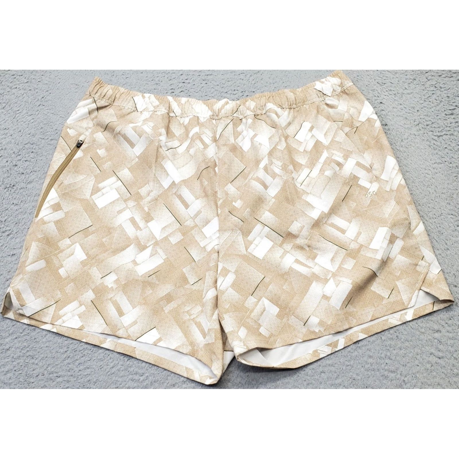 Vintage DSG Men's XL Tan 6" Agility Shorts Regular Fit Drawstring Inseam 6.25" Athletic Activewear Pockets Geometric 6" Inseam Size US 36 / EU 52 - 2 Thumbnail
