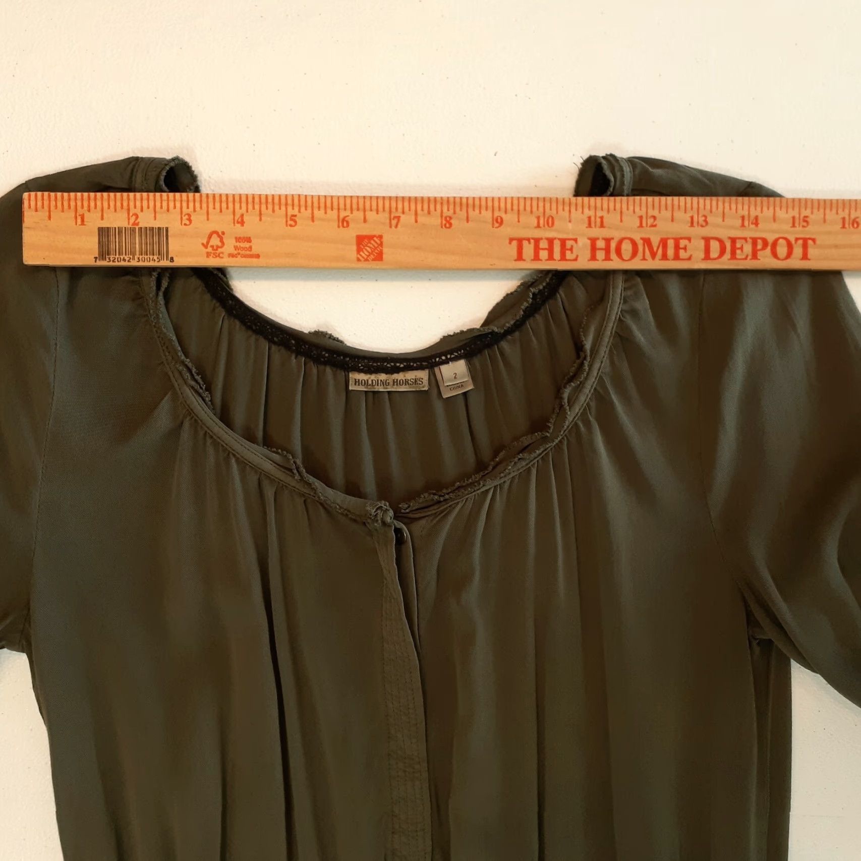Vintage Holding Horses Shirt Dress Long Sleeve Knee Length Women S Green Rayon Casual Party/Cocktail Size S / US 4 / IT 40 - 5 Thumbnail