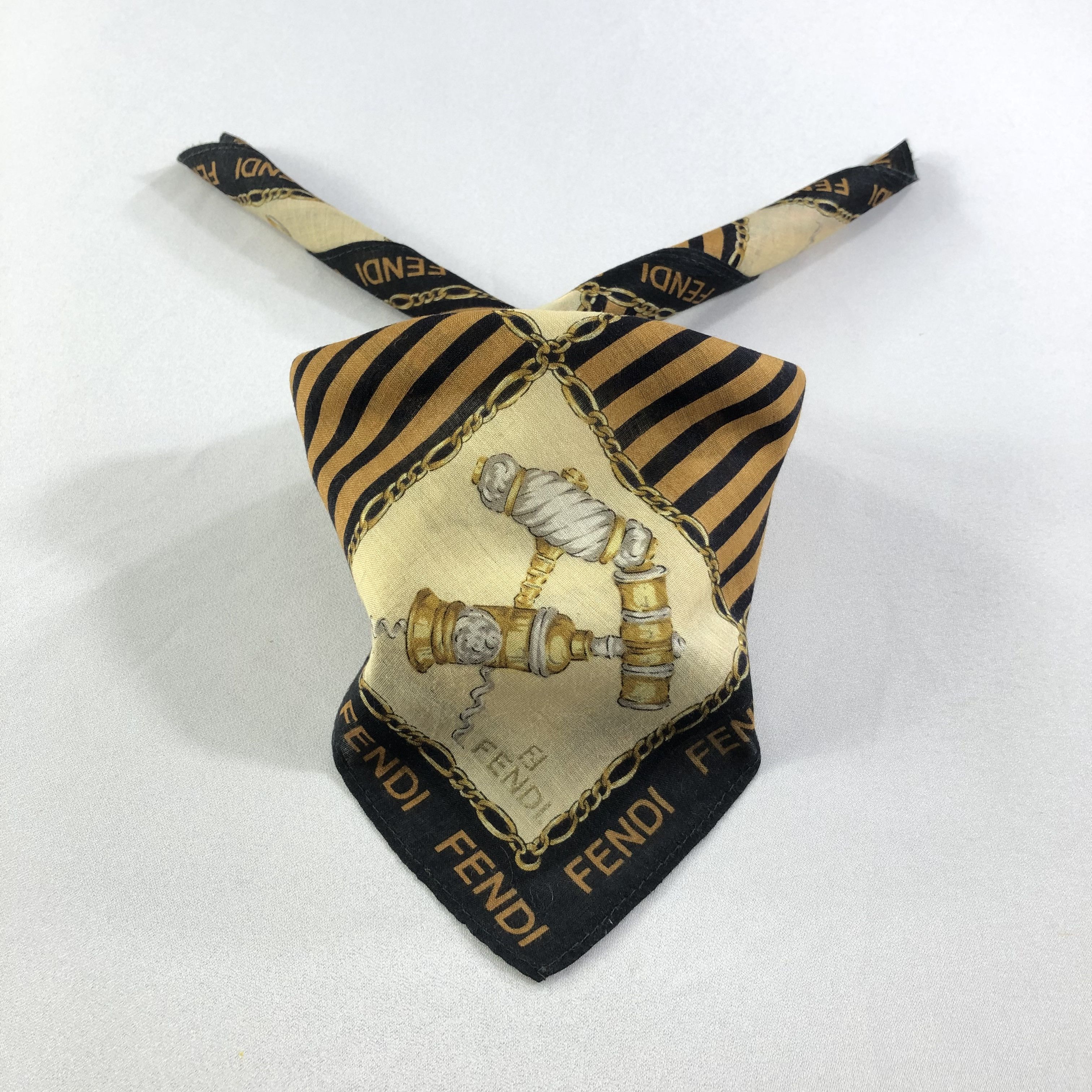 Japanese Brand Fendi Corkscrew Handkerchief Neckerchief Bandana H2093 Size ONE SIZE - 2 Thumbnail