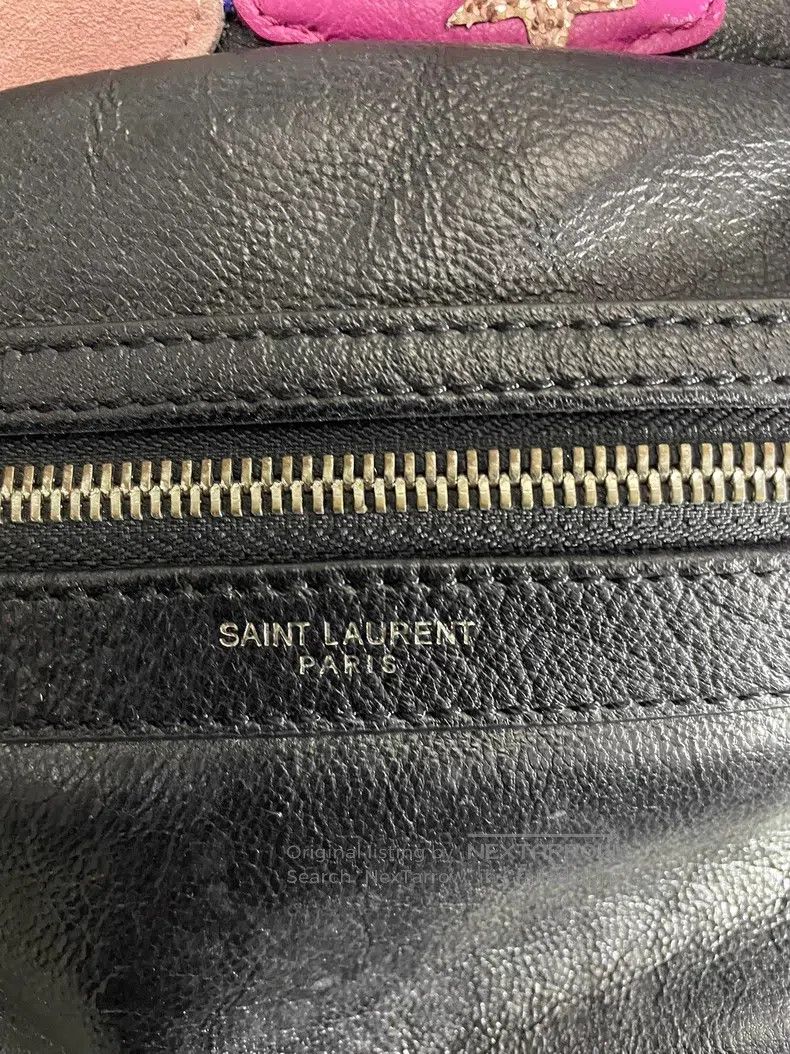 Saint Laurent Paris Saint Laurent Paris Black LOVE Embroidered Full Leather Ba Size ONE SIZE - 3 Thumbnail