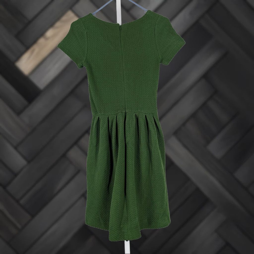 Ganni Dress Small Green Knit Fit And Flare Bodycon Stretch 3D