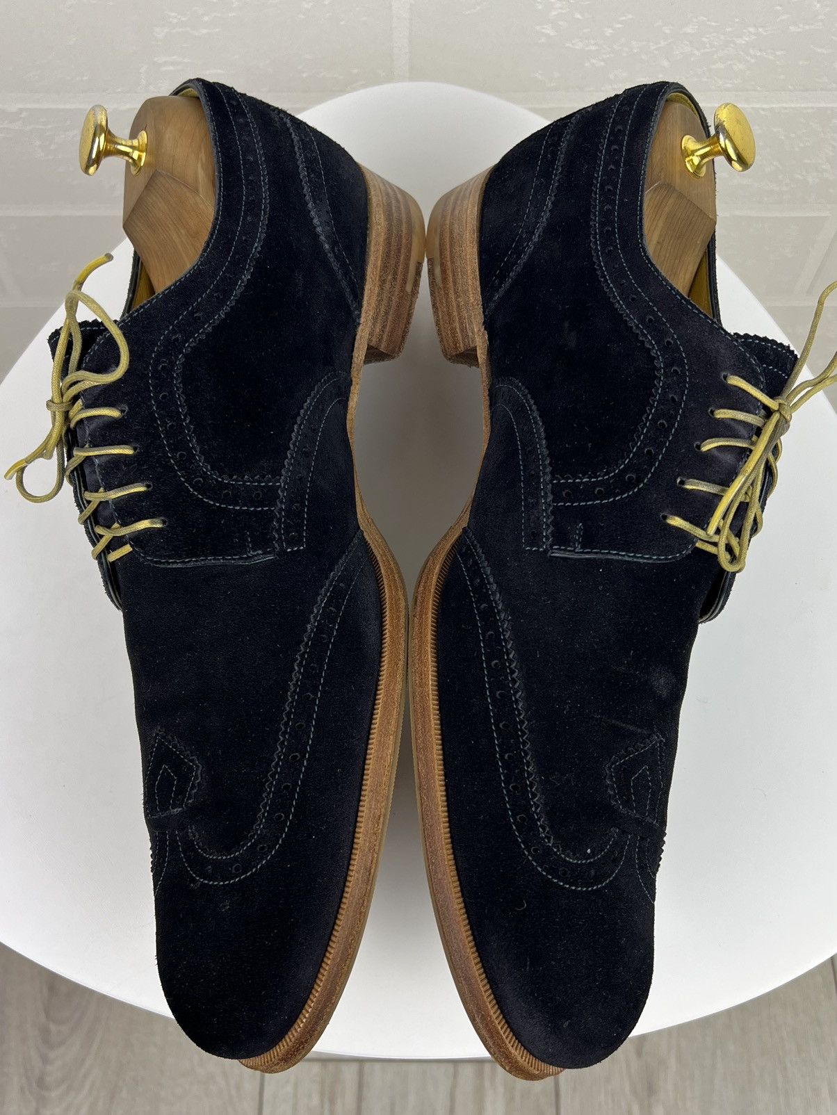Louis Vuitton LOUIS VUITTON Derby Brogues Suede Shoes LV Dark Blue Men's Size US 11 / EU 44 - 11 Thumbnail