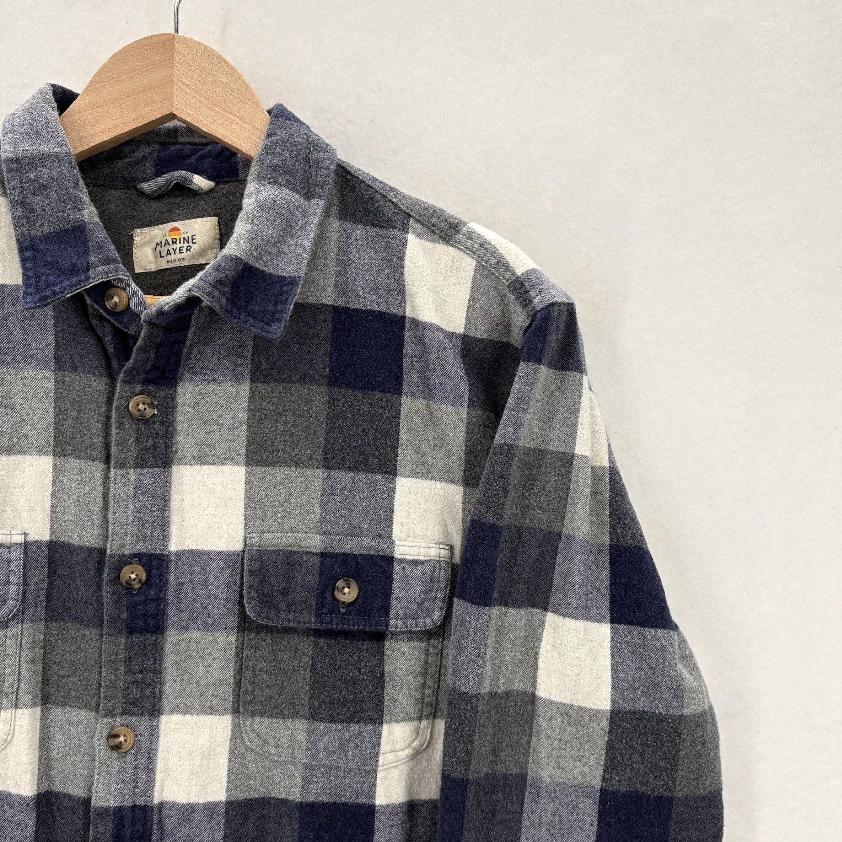 Marine Layer Marine Layer Flannel Shirt Mens M Blue Gray Plaid Lined Long Sleeve Casual Size US M / EU 48-50 / 2 - 2 Thumbnail