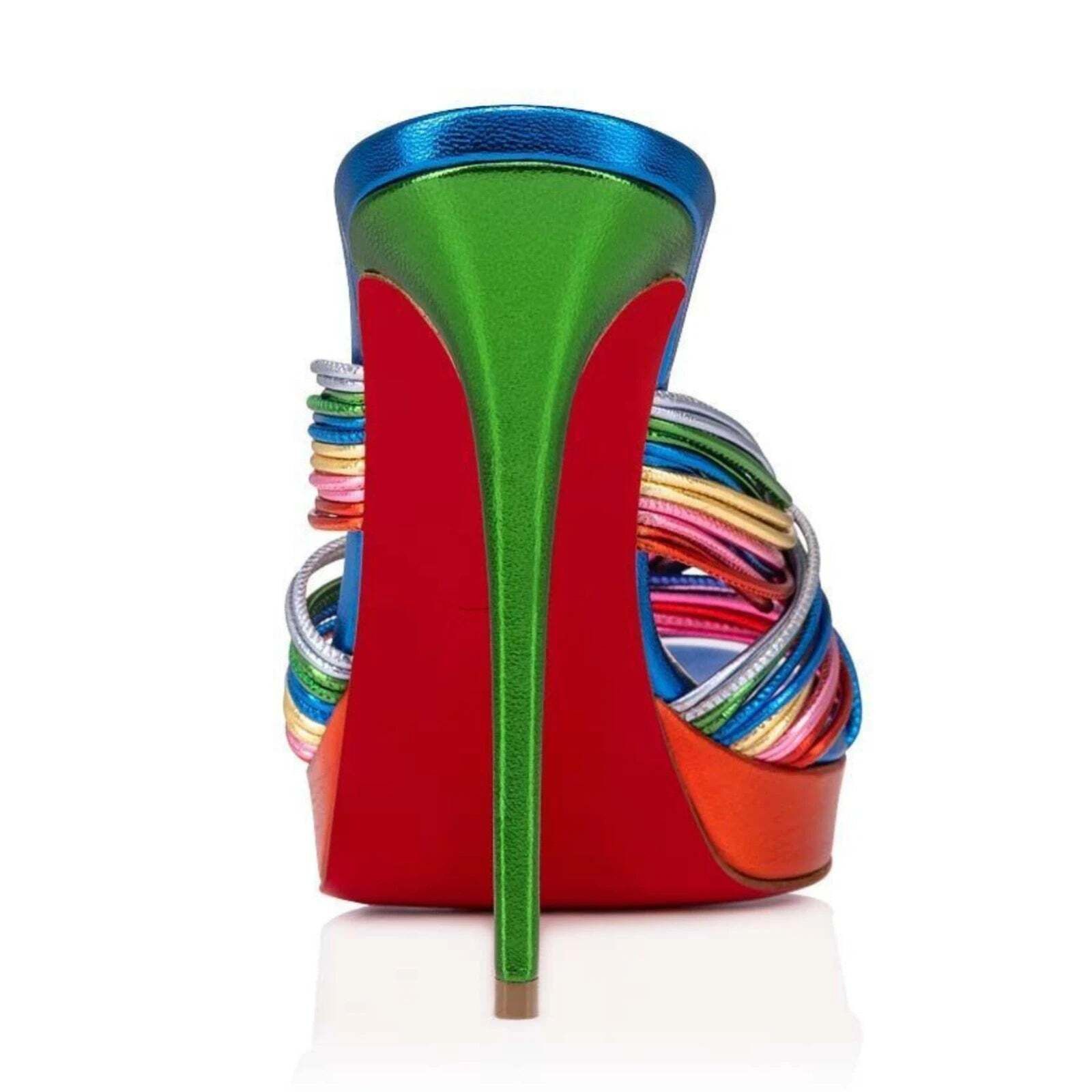 Christian Louboutin Multitaski Alta 120 Multicolor Backless Sandal Heel Pump 37 Size US 7 / IT 37 - 10 Thumbnail