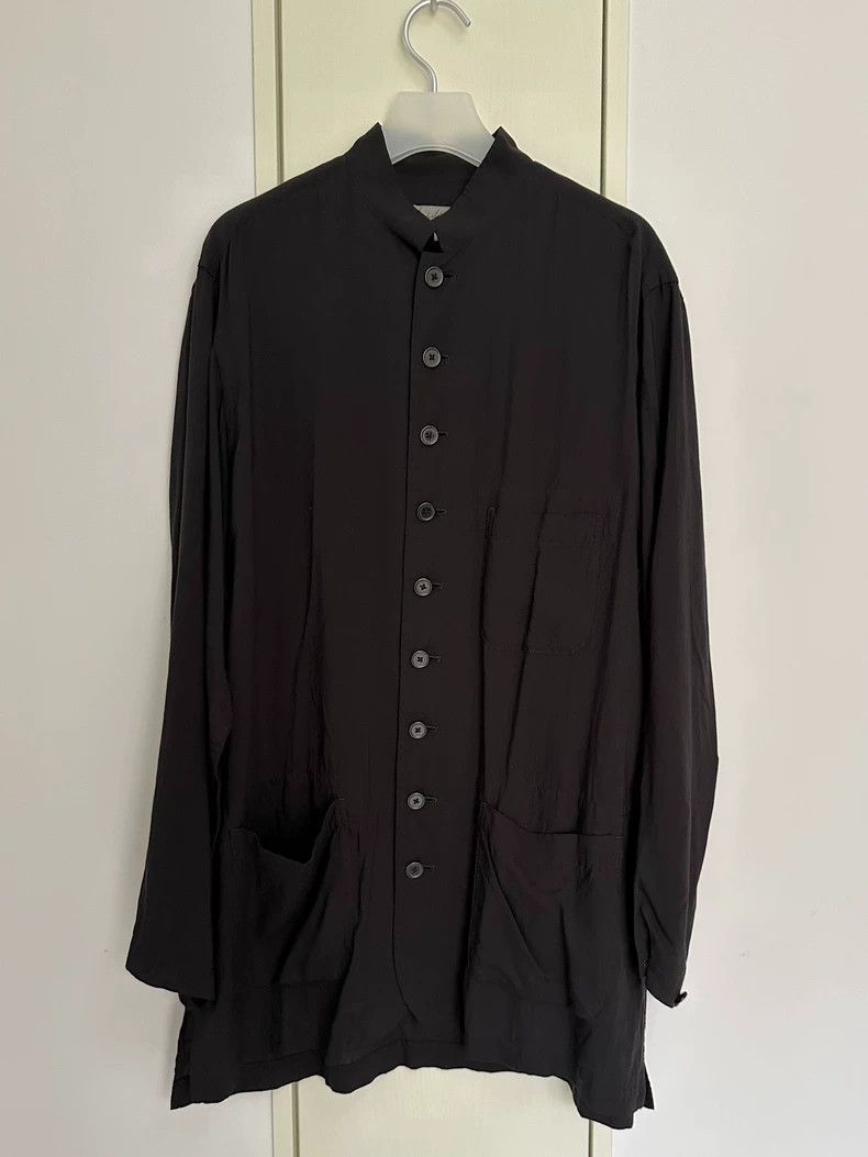 Yohji Yamamoto Yohji Yamamoto Black silk tunic button-down shirt 2506-Next Size US M / EU 48-50 / 2 - 1 Thumbnail