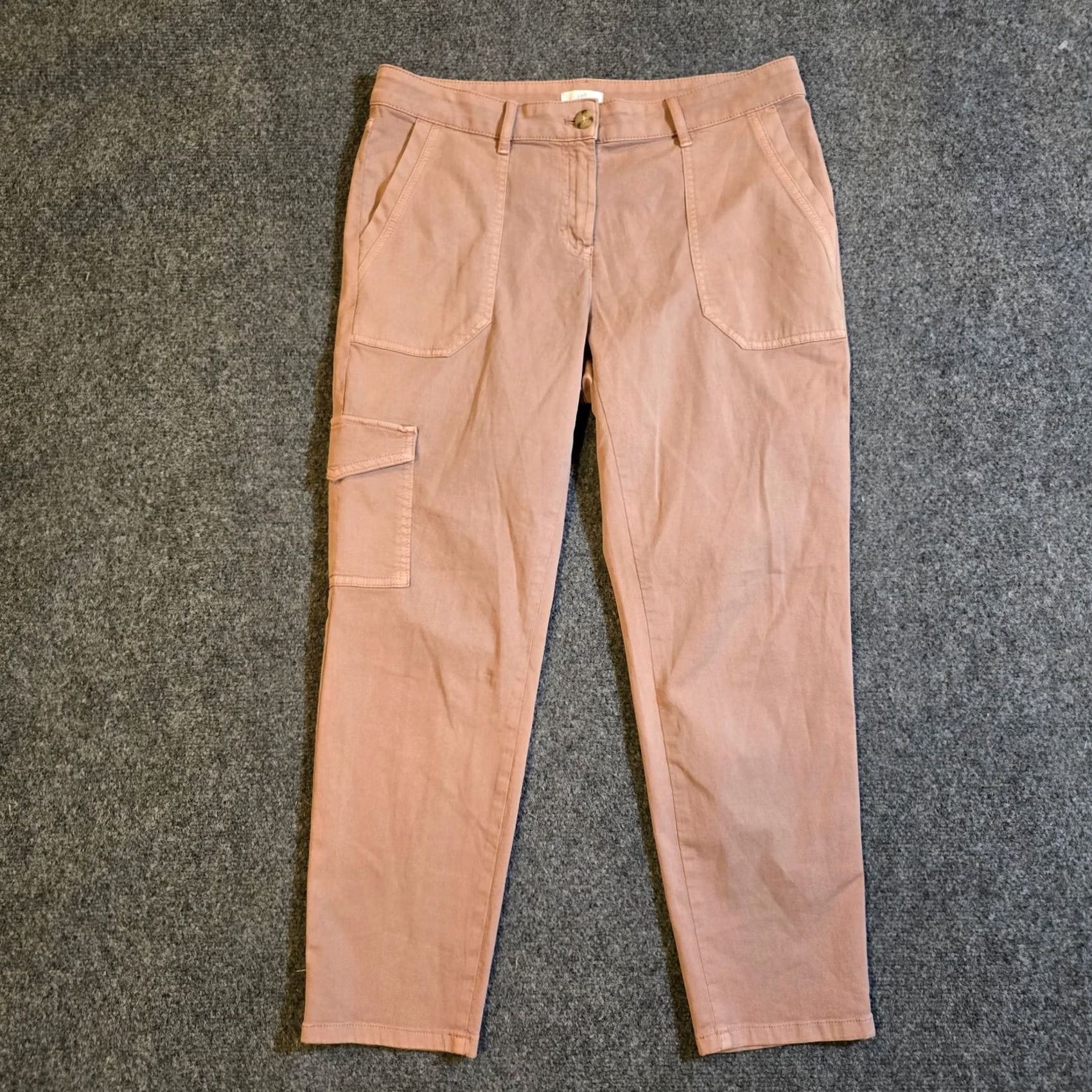 J. Jill J. Jill Pants Women 12P Pink Cargo Tapered Cropped Flap Pockets Casual Knit Cotton Spandex Size 34" / US 12 / IT 48 - 2 Thumbnail