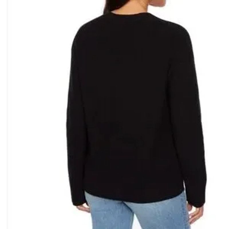 Hudson Hudson Womens Black Ribbed V Neck Cotton Cardigan Size XL / US 12-14 / IT 48-50 - 2 Thumbnail