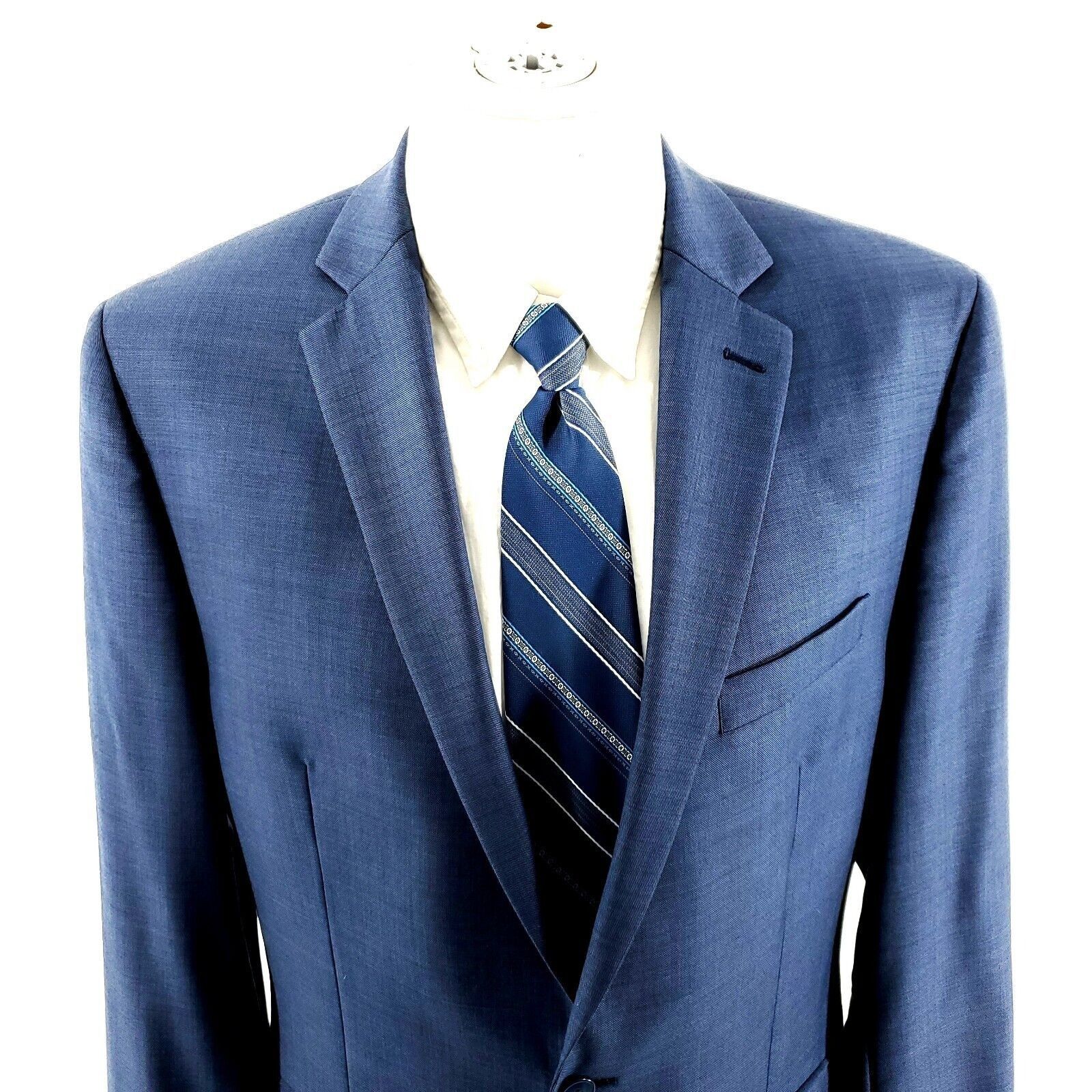 Calvin Klein Calvin Klein Wool 2 Button Blazer 40L Blue Sharkskin Size 40L - 1 Thumbnail