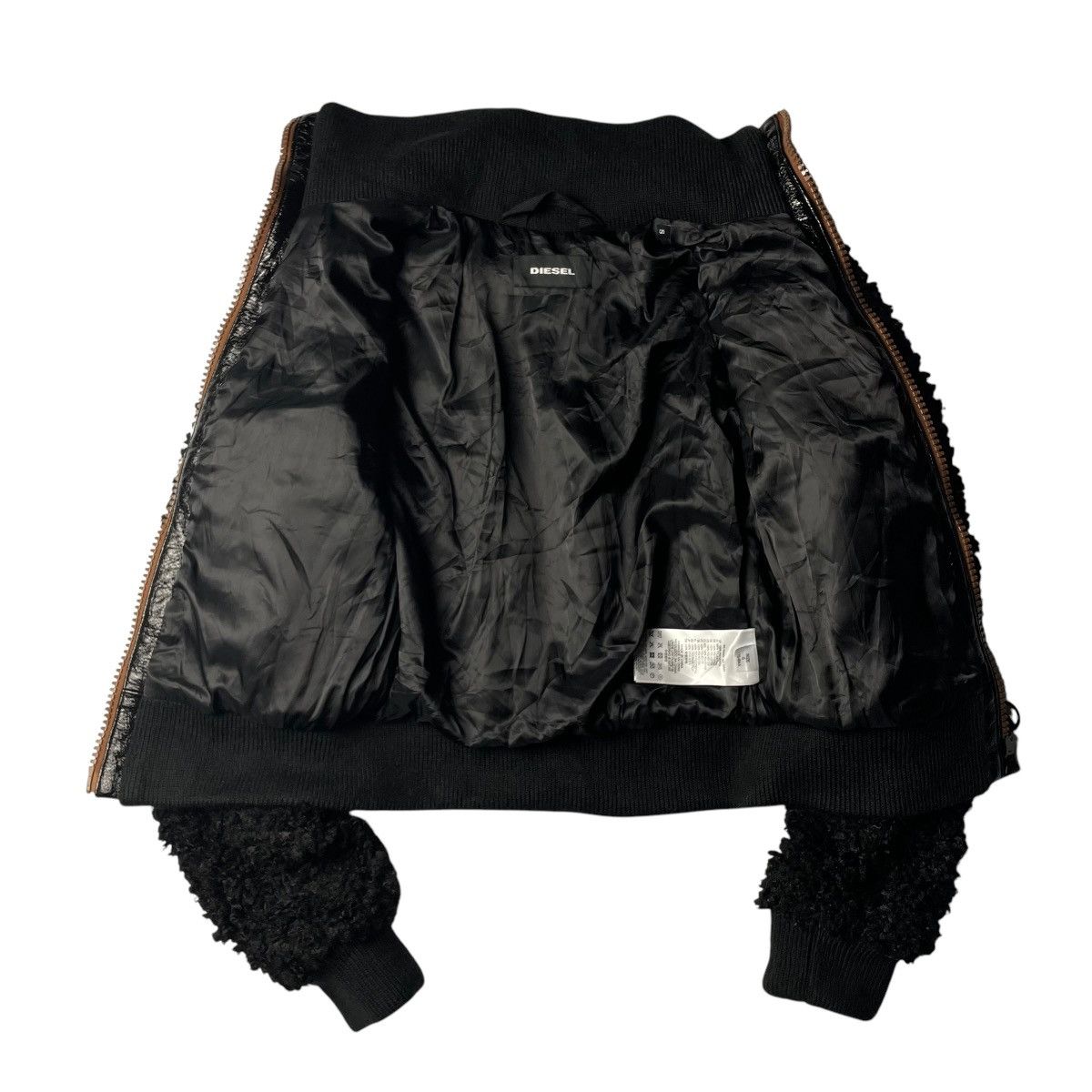 Diesel DIESEL FLEECE + LEATHER FULL ZIP BOMBER JACKET Size US S / EU 44-46 / 1 - 10 Thumbnail