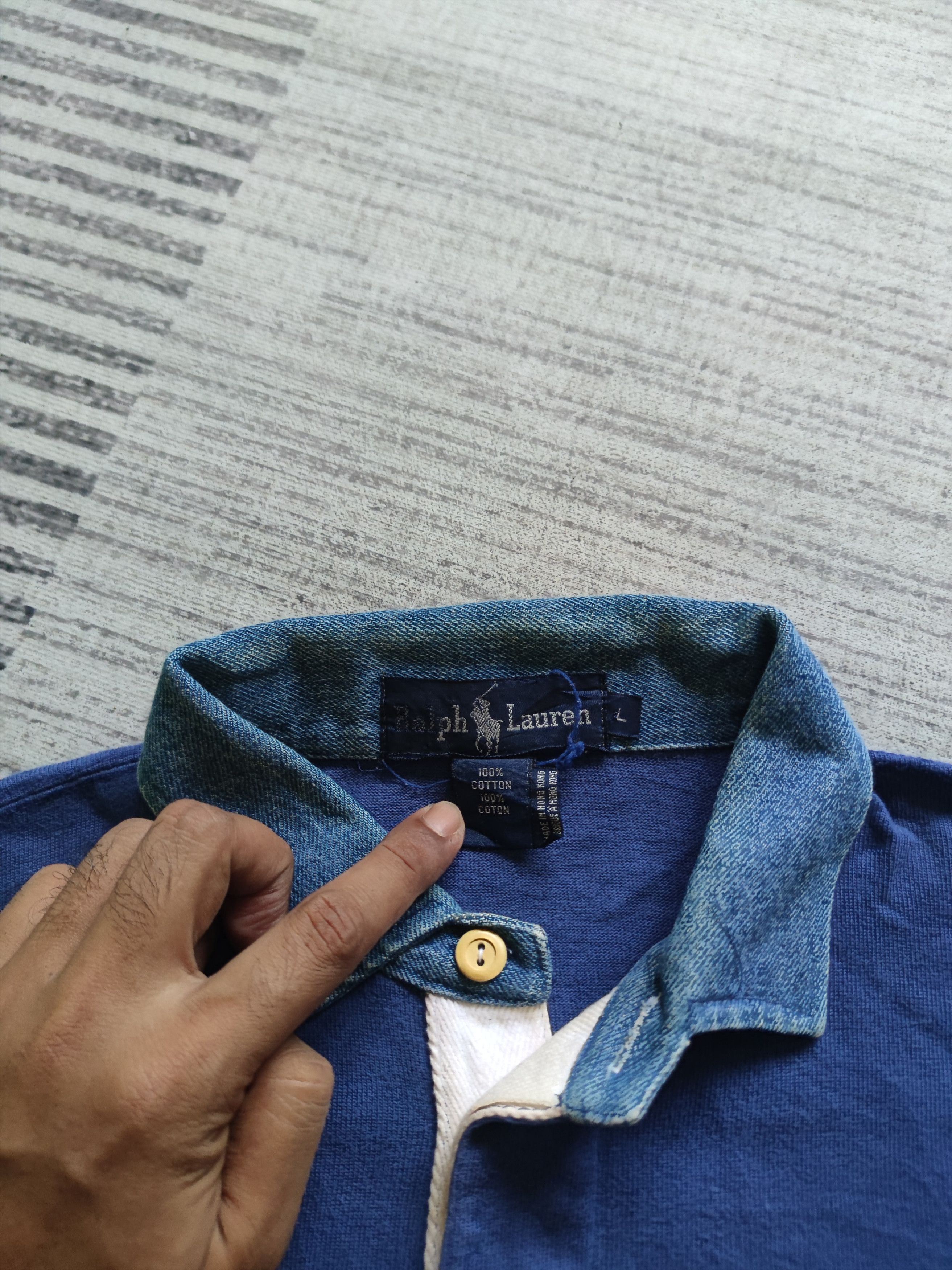 Ralph Lauren 1988 Ralph Lauren Cross Flag Denim Collar Polo Size US L / EU 52-54 / 3 - 4 Thumbnail