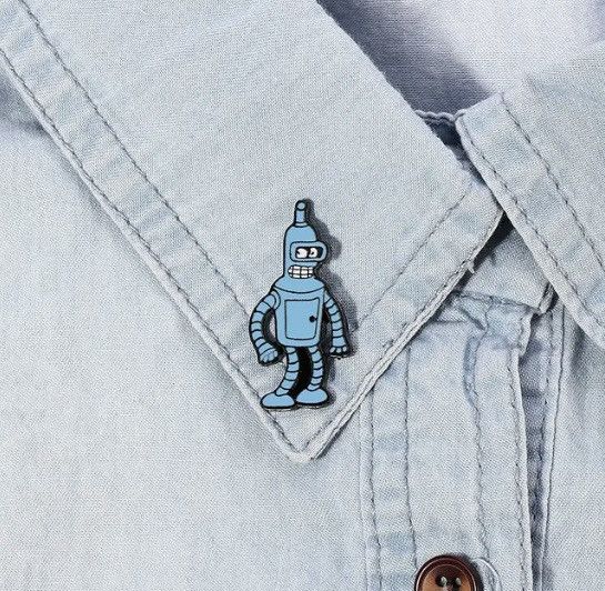 Band Tees Futurama Bender enamel pin Matt Groening Simpsons Cartoon Size ONE SIZE - 5 Thumbnail