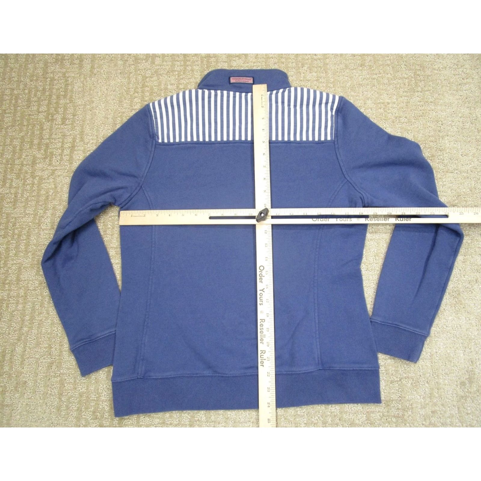 Vineyard Vines Vineyard Vines Pullover Womens Medium Blue 1/4 Zip Striped Shoulder Patch Casual Shirt Womens M Blue Striped 1/4 Zip Pullover Size M / US 6-8 / IT 42-44 - 4 Thumbnail