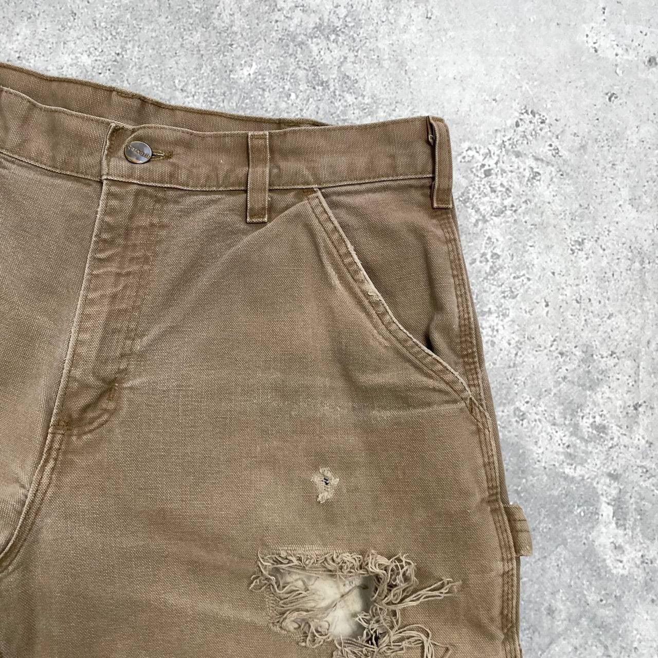 Carhartt Carhartt Carpenter Work Trashed Pants Brown W32 L28.5 Size US 32 / EU 48 - 11 Thumbnail