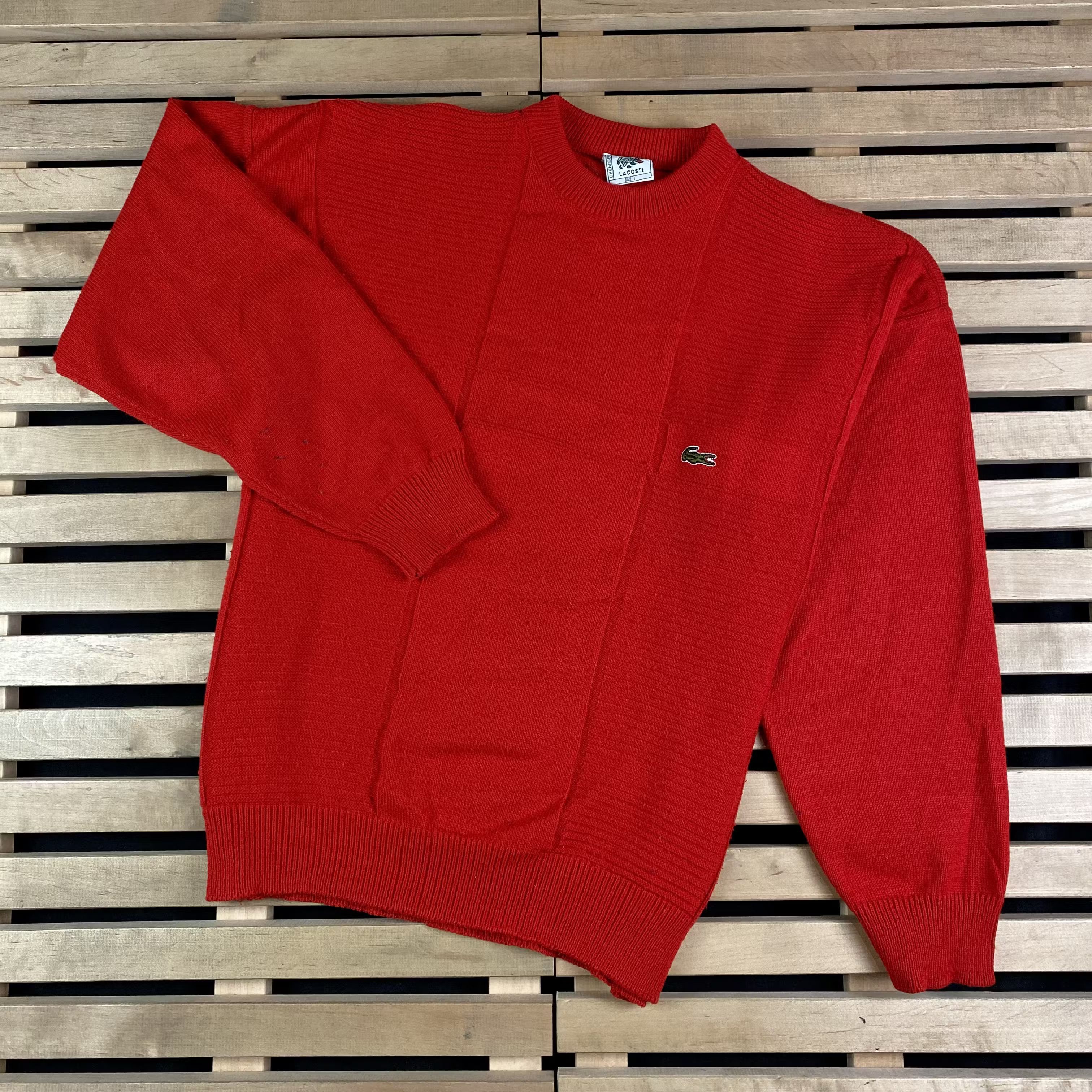 Lacoste × Vintage Mens Sweater Long Sleeve Lacoste Chemise Vintage Size L Size US XL / EU 56 / 4 - 1 Thumbnail