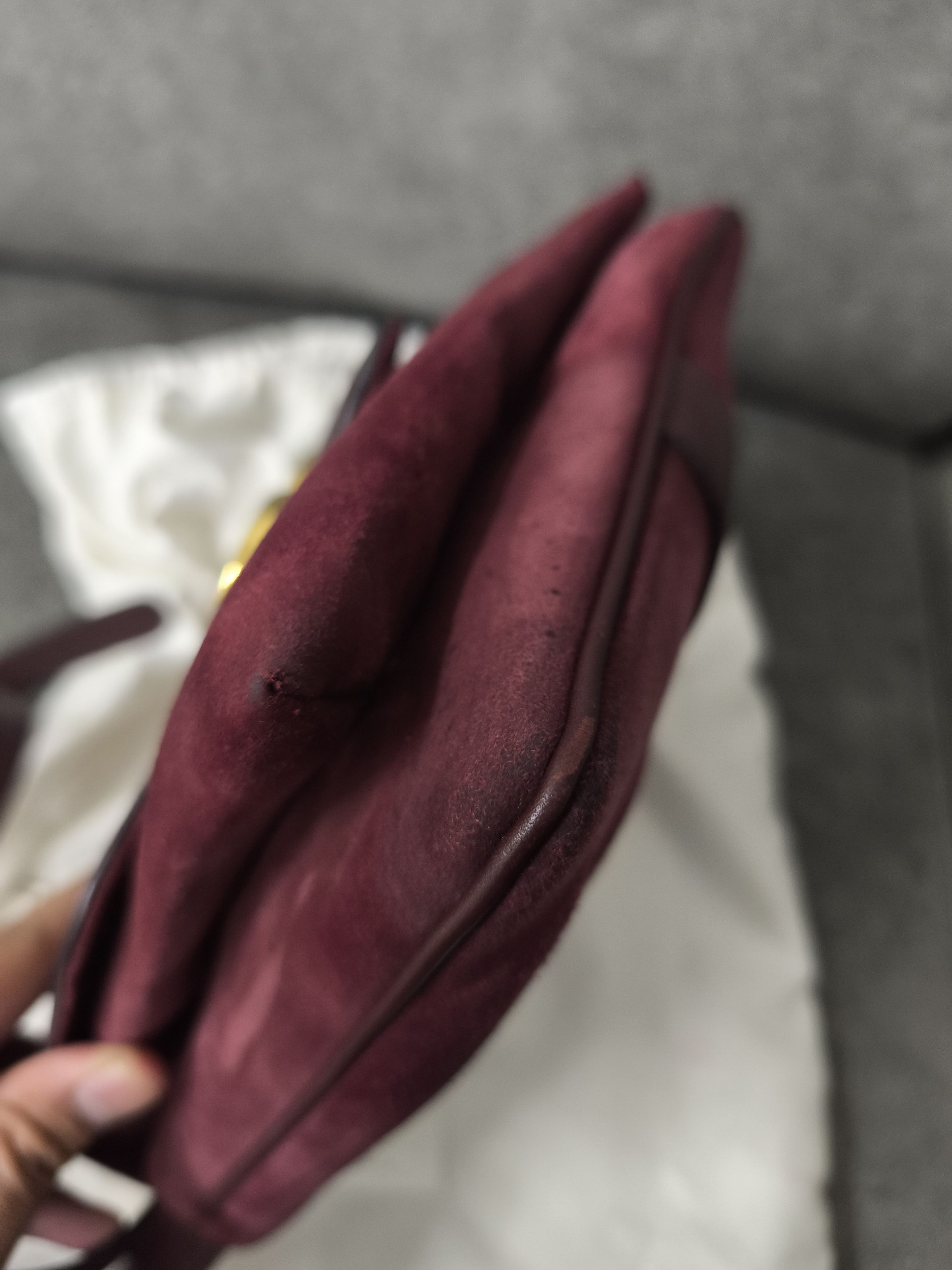 Gucci Gucci GG Marmont Suede Leather Shoulder Bag - Burgundy Size ONE SIZE - 6 Thumbnail