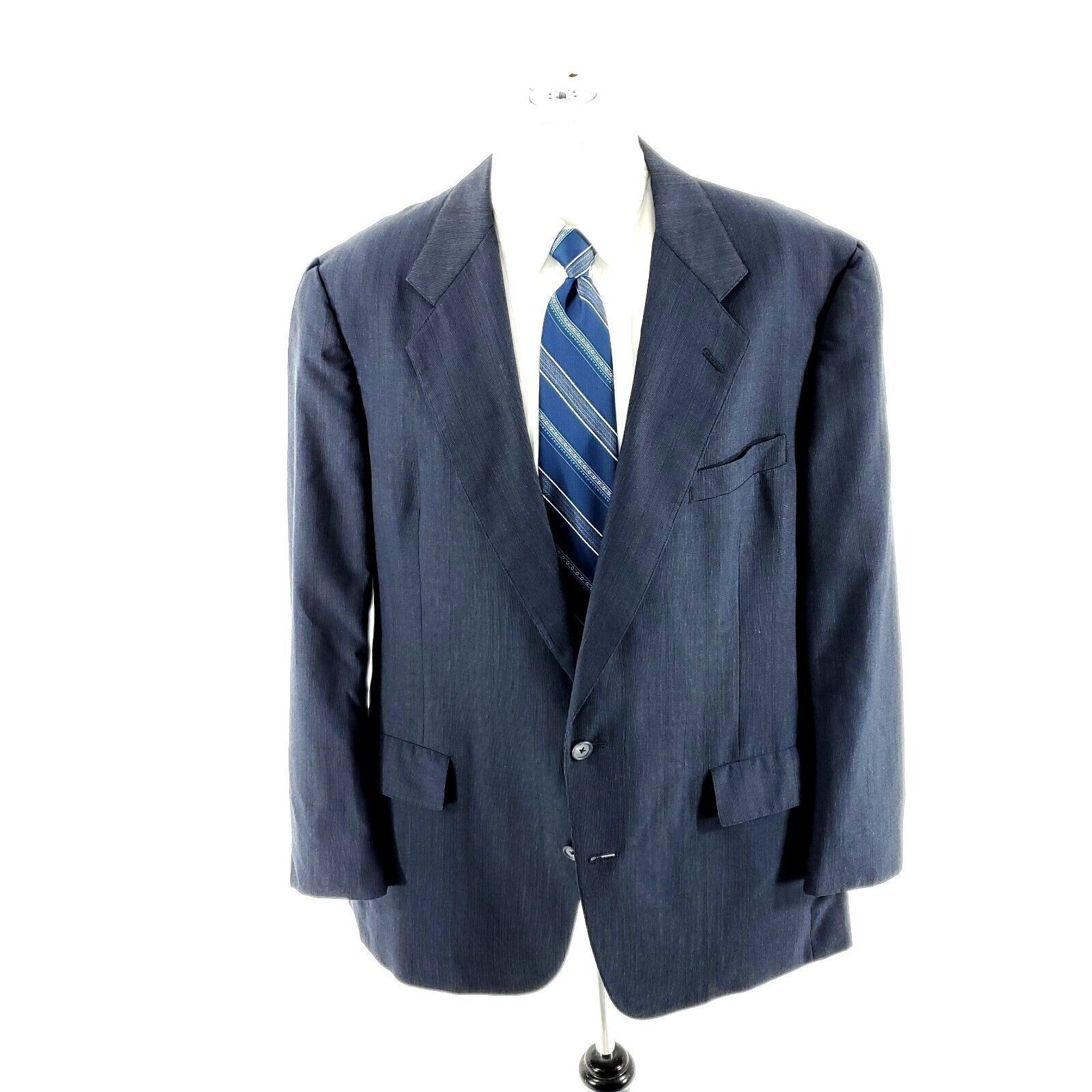 Hart Schaffner Marx DAMAGED Hart Schaffner Marx Wool 2 Button Blazer 44R Blue Po Size 44R - 3 Thumbnail