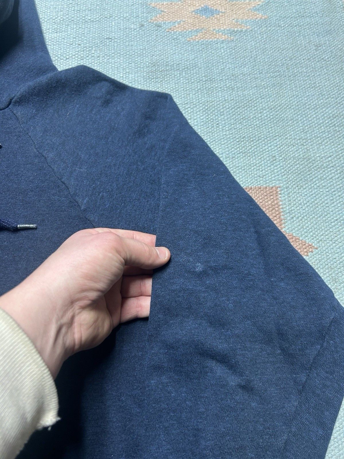 Vintage Vtg 70s hoodie sweatshirt navy blue faded blank raglan large Size US L / EU 52-54 / 3 - 4 Thumbnail