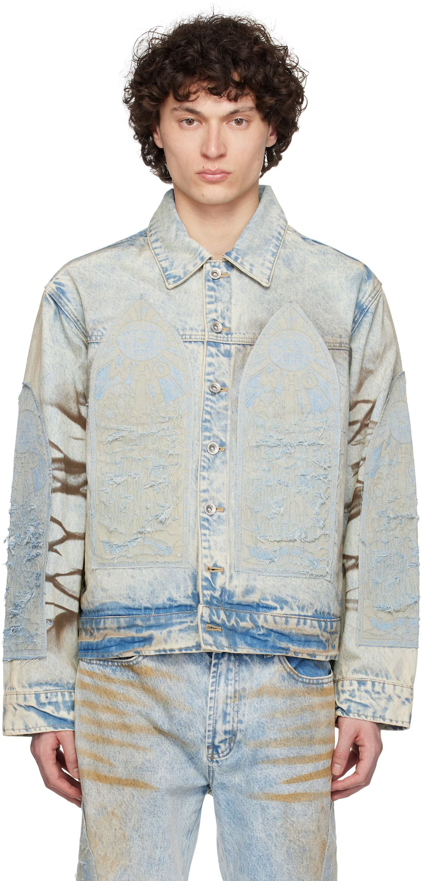 Who Decides War o1h1sh10525 Mechanic Signature Trucker Jacket in Blue Size US XL / EU 56 / 4 - 1 Thumbnail