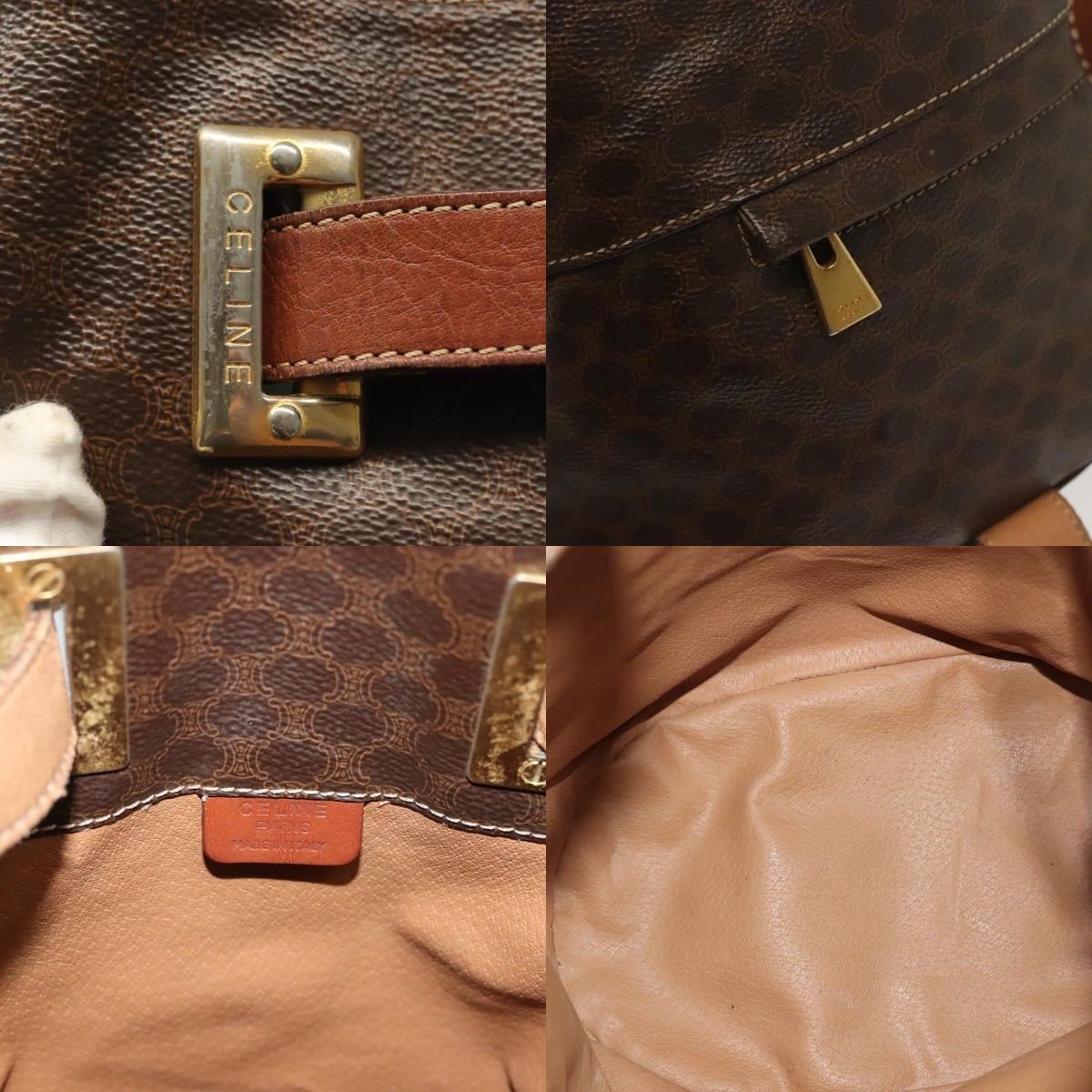 Celine CELINE Macadam Canvas Shoulder Bag Pvc Leather Brown Gold Size ONE SIZE - 11 Thumbnail