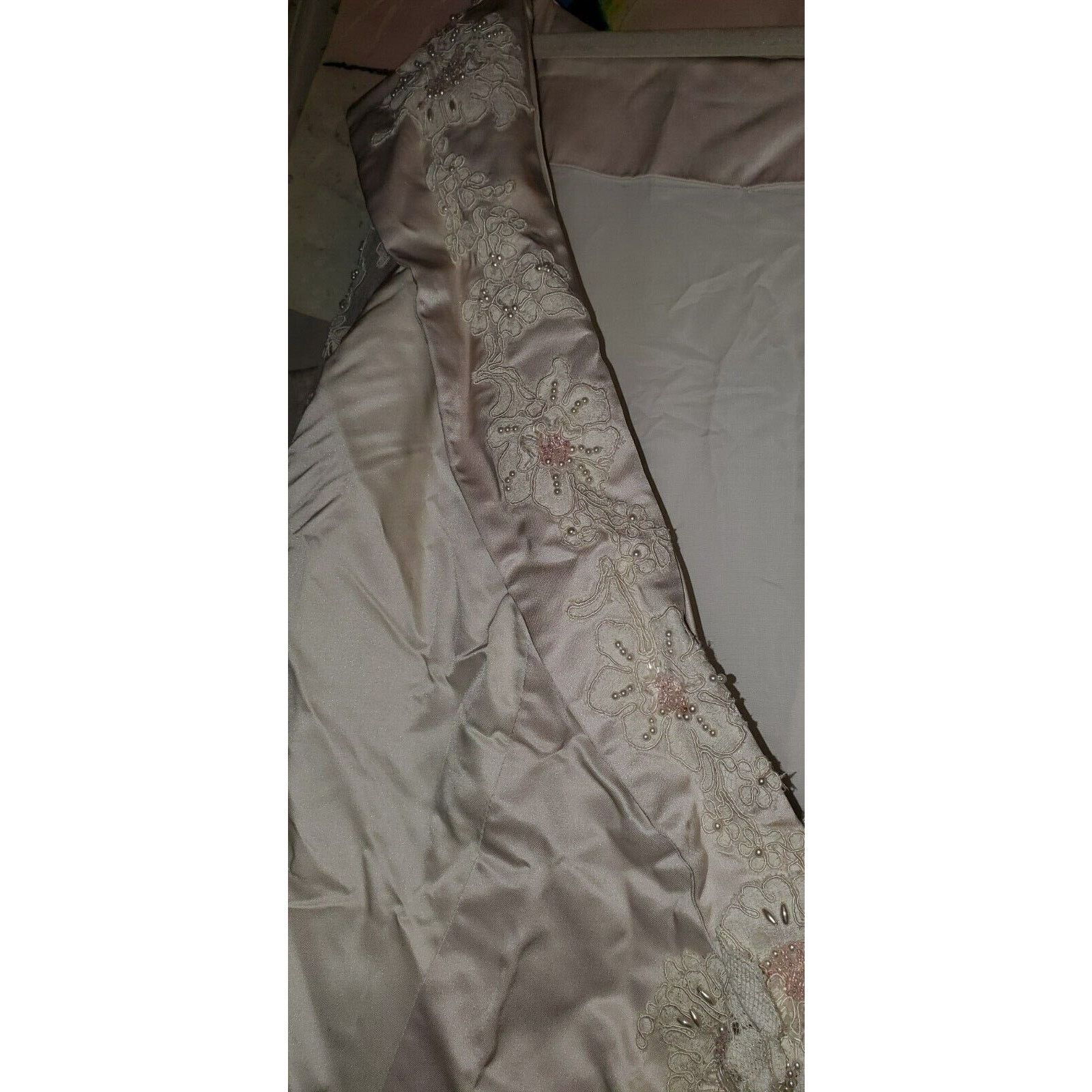 Handmade White Bridal Wedding Coat Jacket with Train Lace Sleeves 1XL Size XXL / US 16-18 / IT 52-54 - 7 Thumbnail