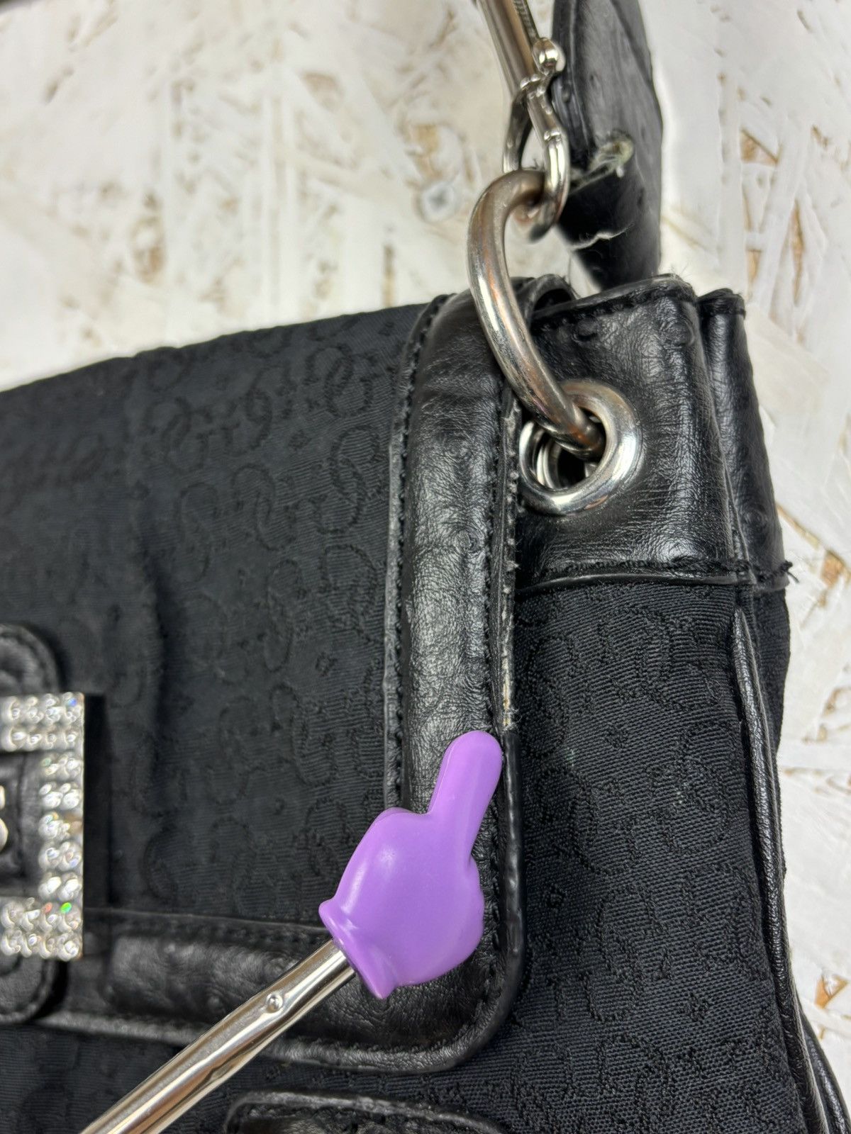 Guess Guess Vintage Y2K Crossbody Shoulder Bag Black Monogram 00s Size ONE SIZE - 7 Thumbnail