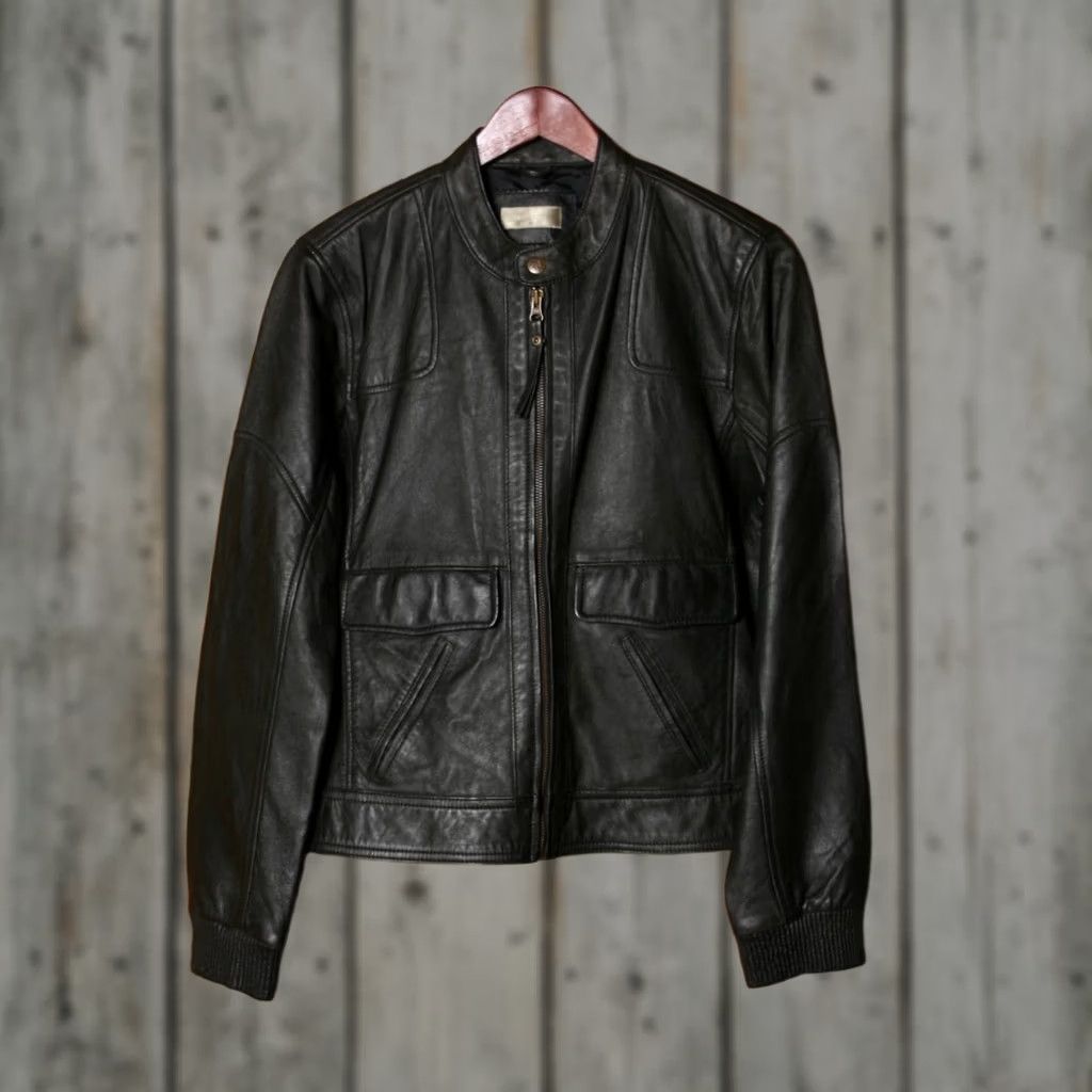 The Territory Ahead VINTAGE Territory Ahead Black Leather Cafe Racer Moto Bomber Jacket Womens Sz. L Size L / US 10 / IT 46 - 1 Thumbnail