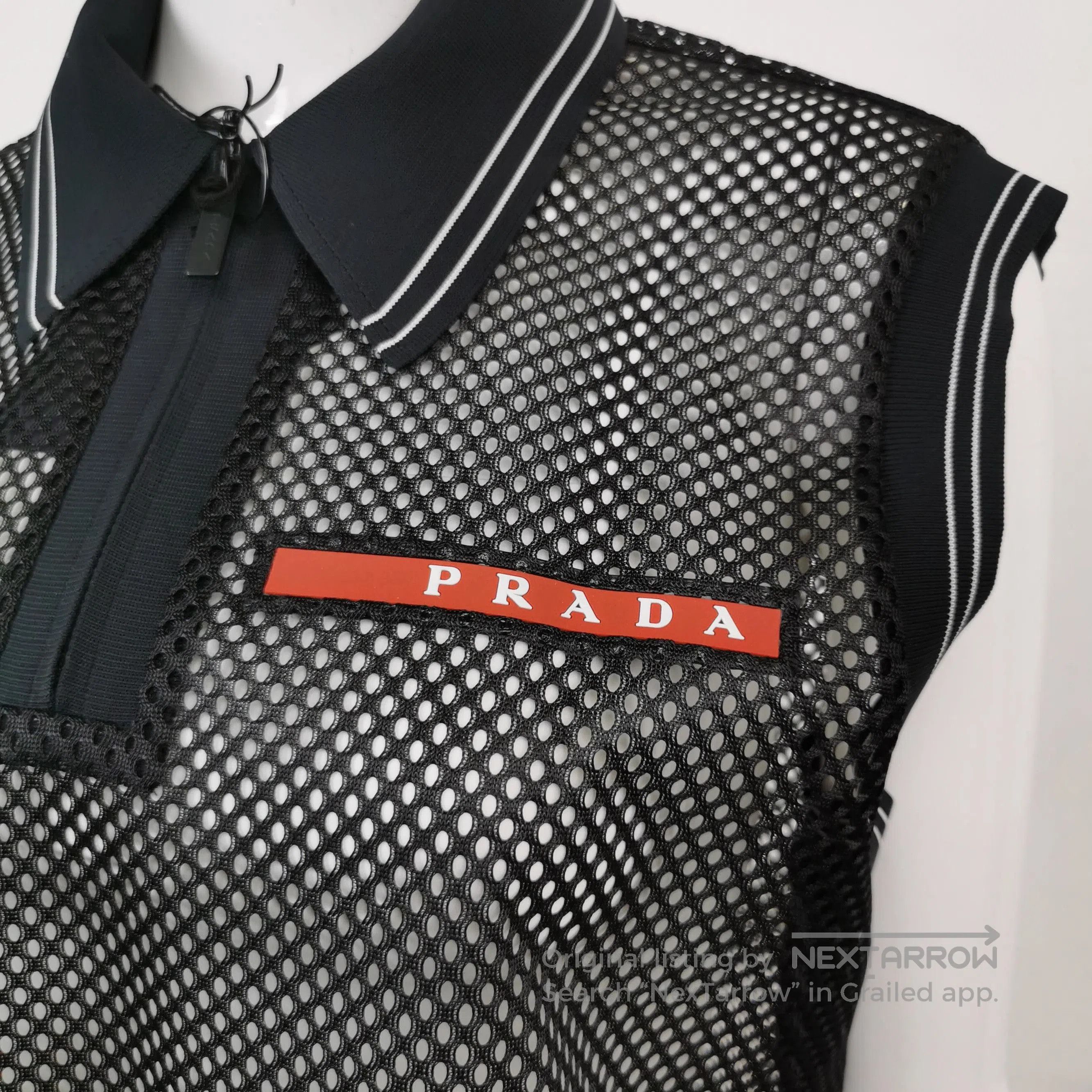 Prada Prada Sleeveless Mesh Polo Shirt with Logo . Size L / US 10 / IT 46 - 2 Thumbnail