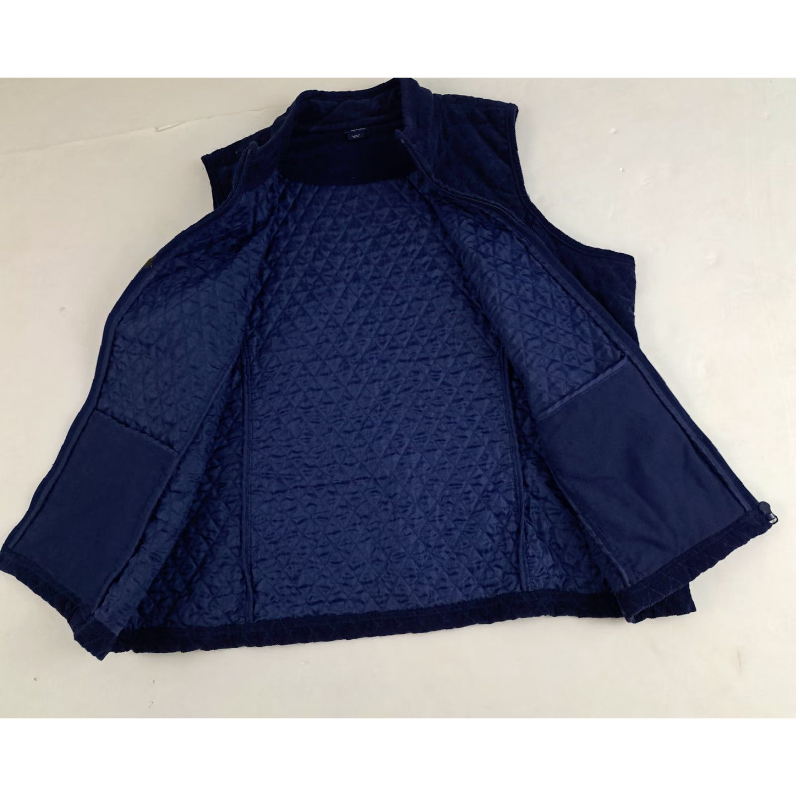Basic Editions VINTAGE Quilted Blue Cotton Full Zip Outdoor Vest XL Editions Women Size XL / US 12-14 / IT 48-50 - 3 Thumbnail