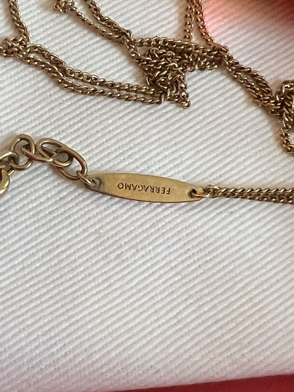Salvatore Ferragamo Ferragamo Sculptural Pendant Necklace Red Gold Plated Chain Size ONE SIZE - 8 Thumbnail