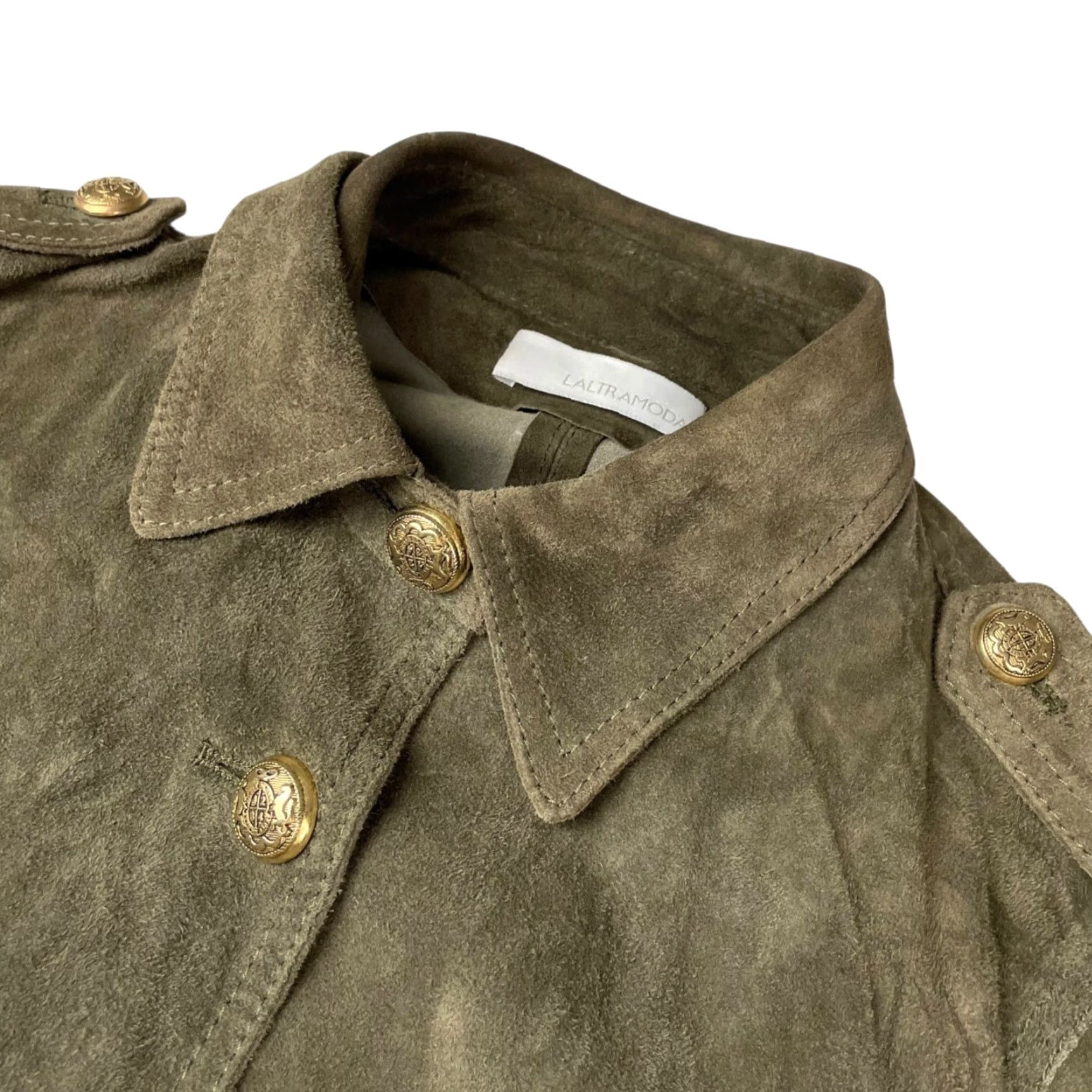 Vintage Laltramoda Women's Suede Leather Duster Jacket Green Italy Size 42 IT) Size M / US 6-8 / IT 42-44 - 2 Thumbnail