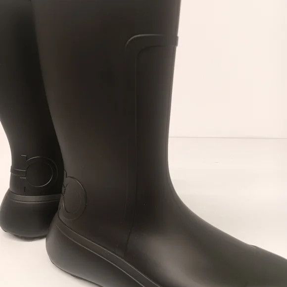 Salvatore Ferragamo Ferragamo Men's Gancini Detail Black Rain Boots - Size 8 Size US 8 / EU 41 - 8 Thumbnail