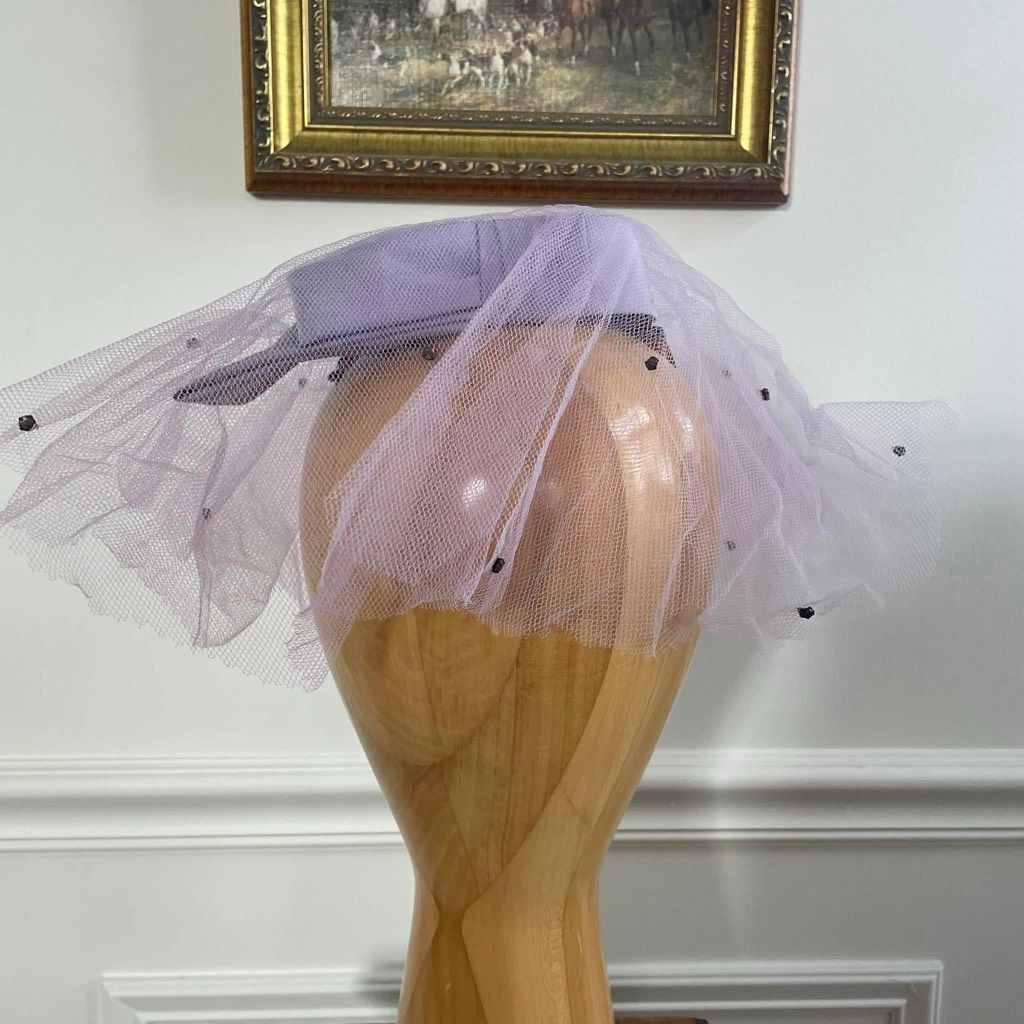 Vintage Vintage 60s Lavender Pastel I Dream of Jeannie Mesh Hat Topper Small Size ONE SIZE - 1 Thumbnail