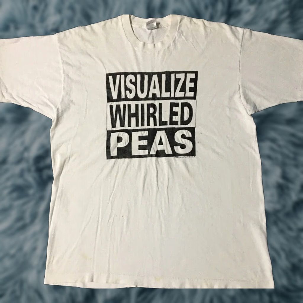 Vintage VINTAGE 90s Visualize Whirled Peas World Peace Faded Shirt 2XL White Men T-Shirt Grunge Humor Size US XXL / EU 58 / 5 - 1 Thumbnail