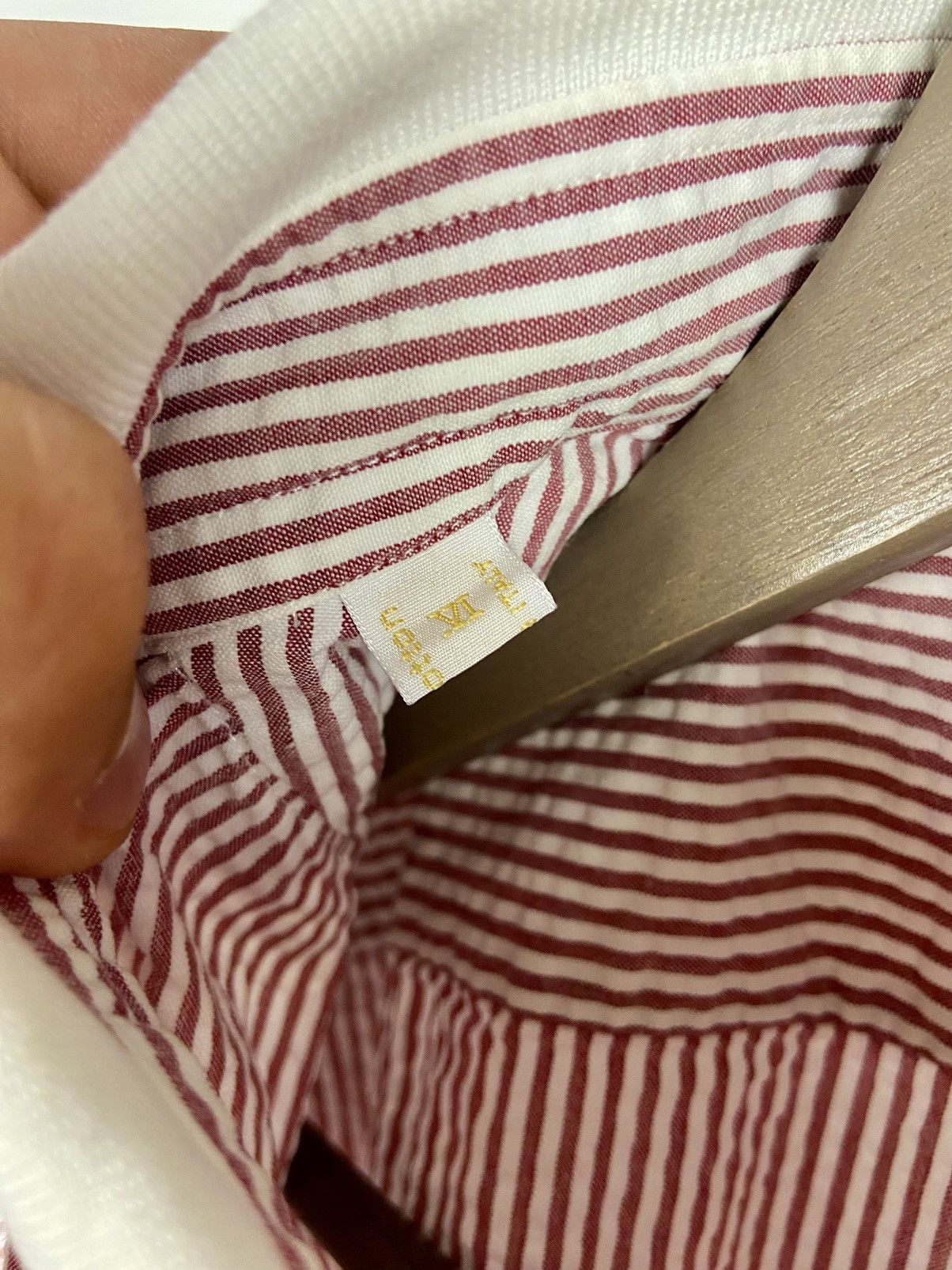 Brioni × Designer Brioni Striped Mens Shirt White Pink Short Sleeve Luxury Size US XL / EU 56 / 4 - 11 Thumbnail