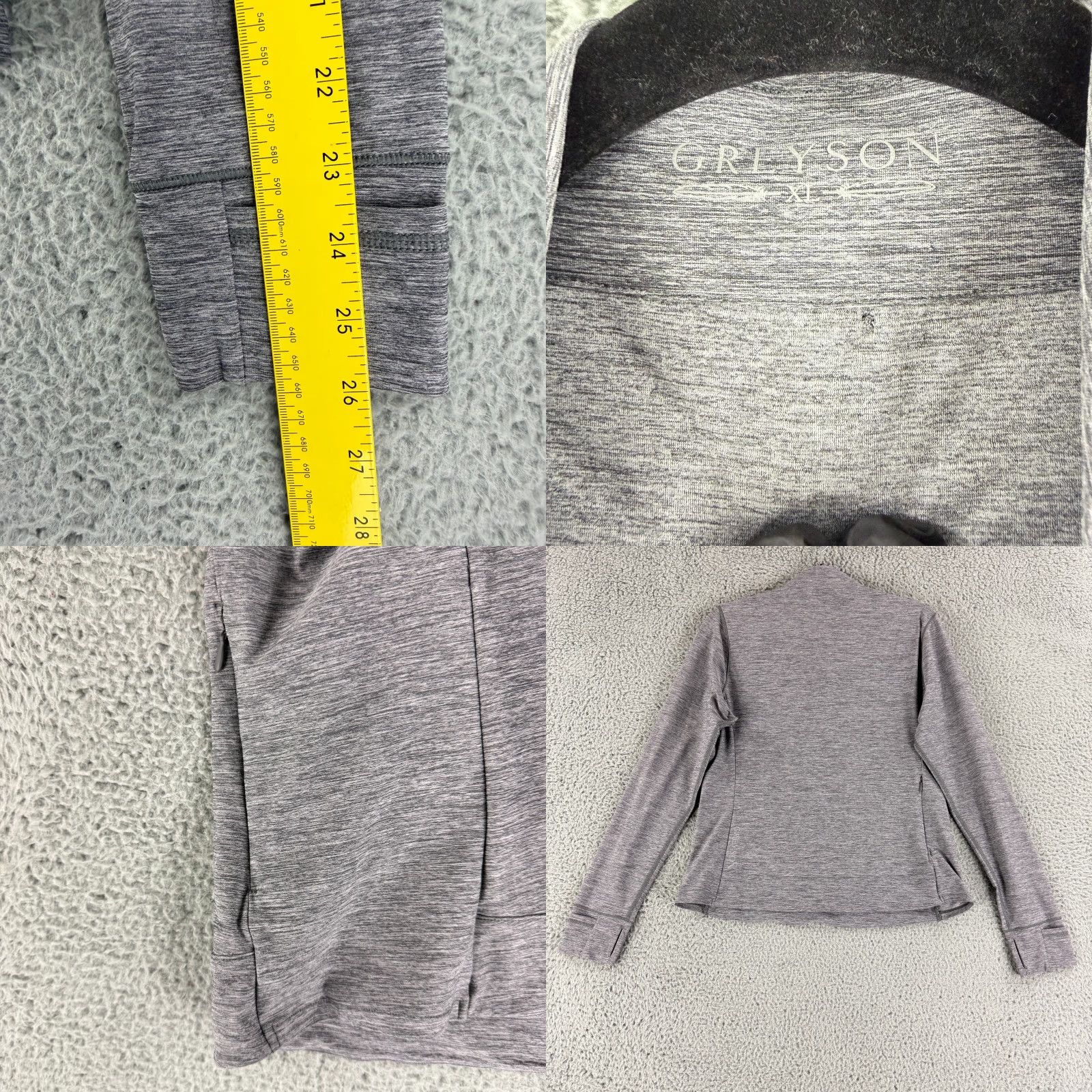 Vintage Greyson Halley Melange Quarter Zip Shirt Womens XL Gray Heathered Stretch Size XL / US 12-14 / IT 48-50 - 8 Thumbnail
