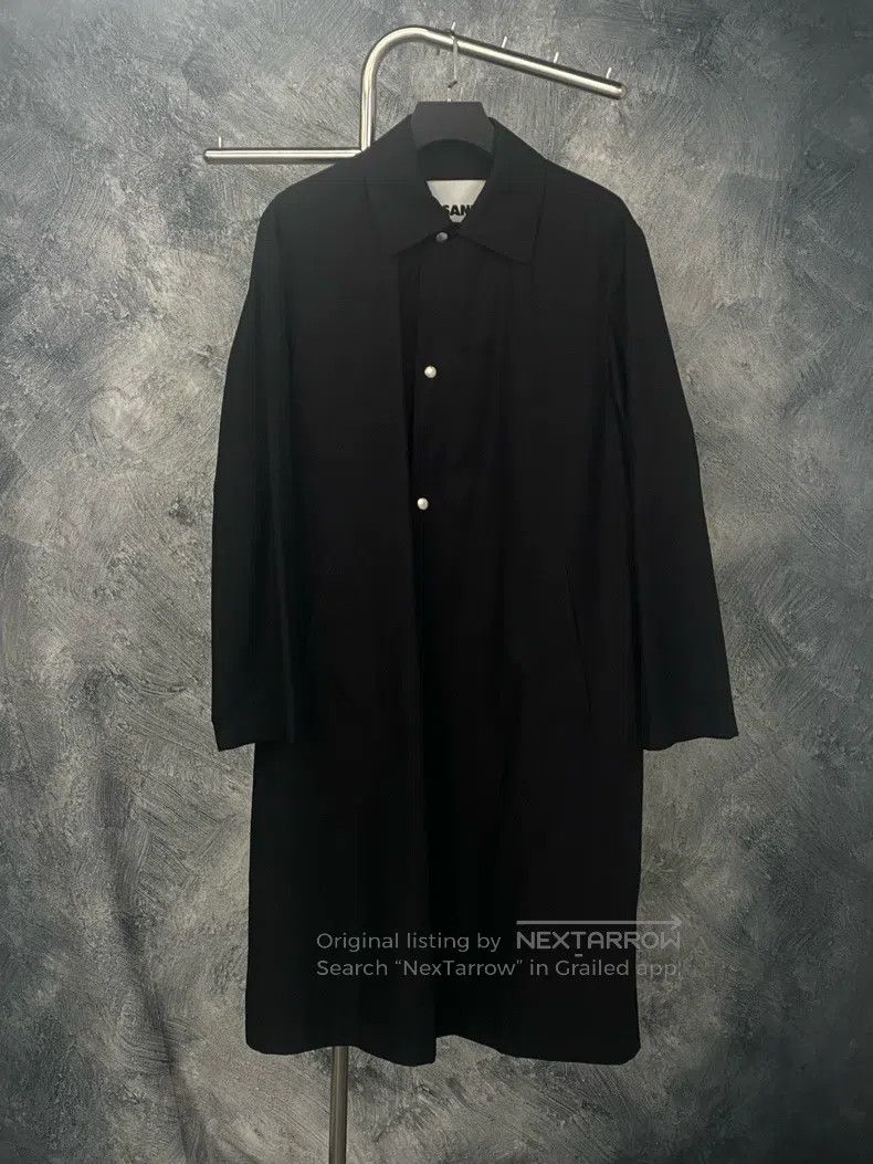 Jil Sander size 50 Black Lapel Long Sleeve Trench Coat